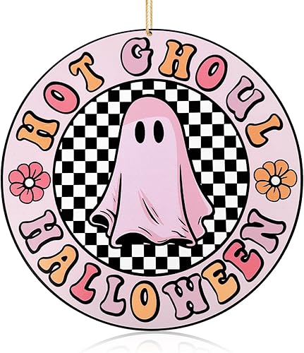 Letrero colgante de puerta de Halloween, diseño de fantasma de Halloween, diseño retro de fantasma, para decoración del hogar, fiesta, al aire libre disponible en Yaxa Venezuela