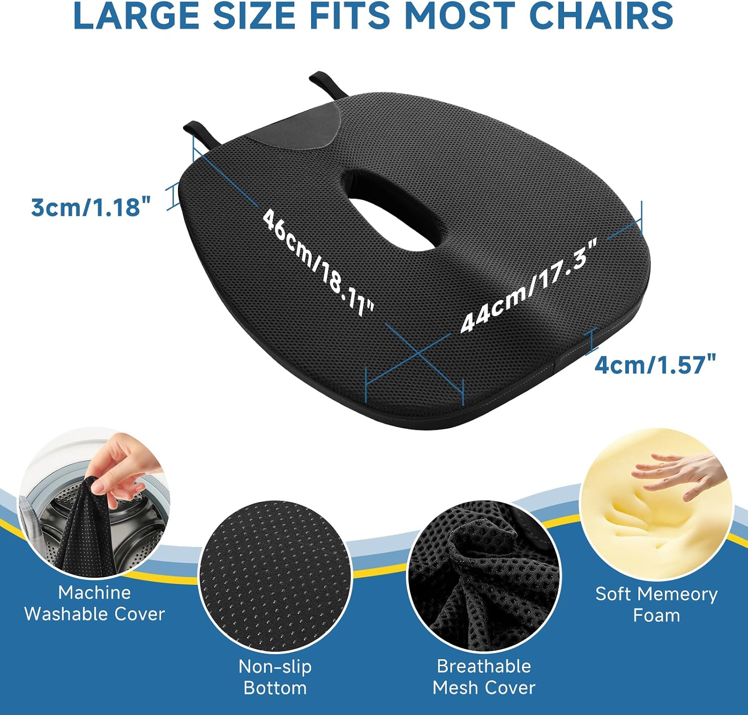 Large Seat Cushion for Car Memory Foam Car Seat Cushion for Driving
