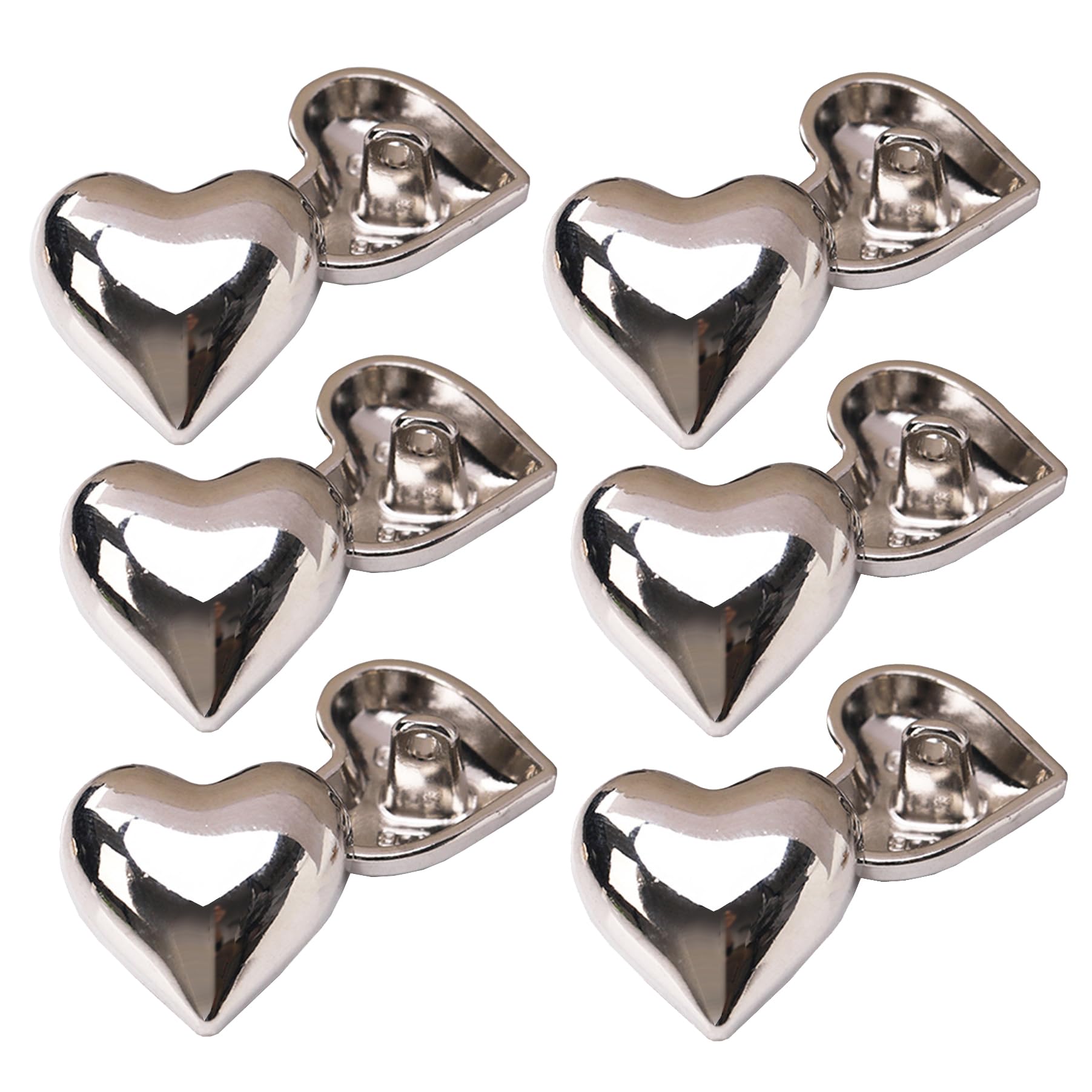 Boutons en métal argenté durables en forme de cœur pour des finitions haute couture sur les robes