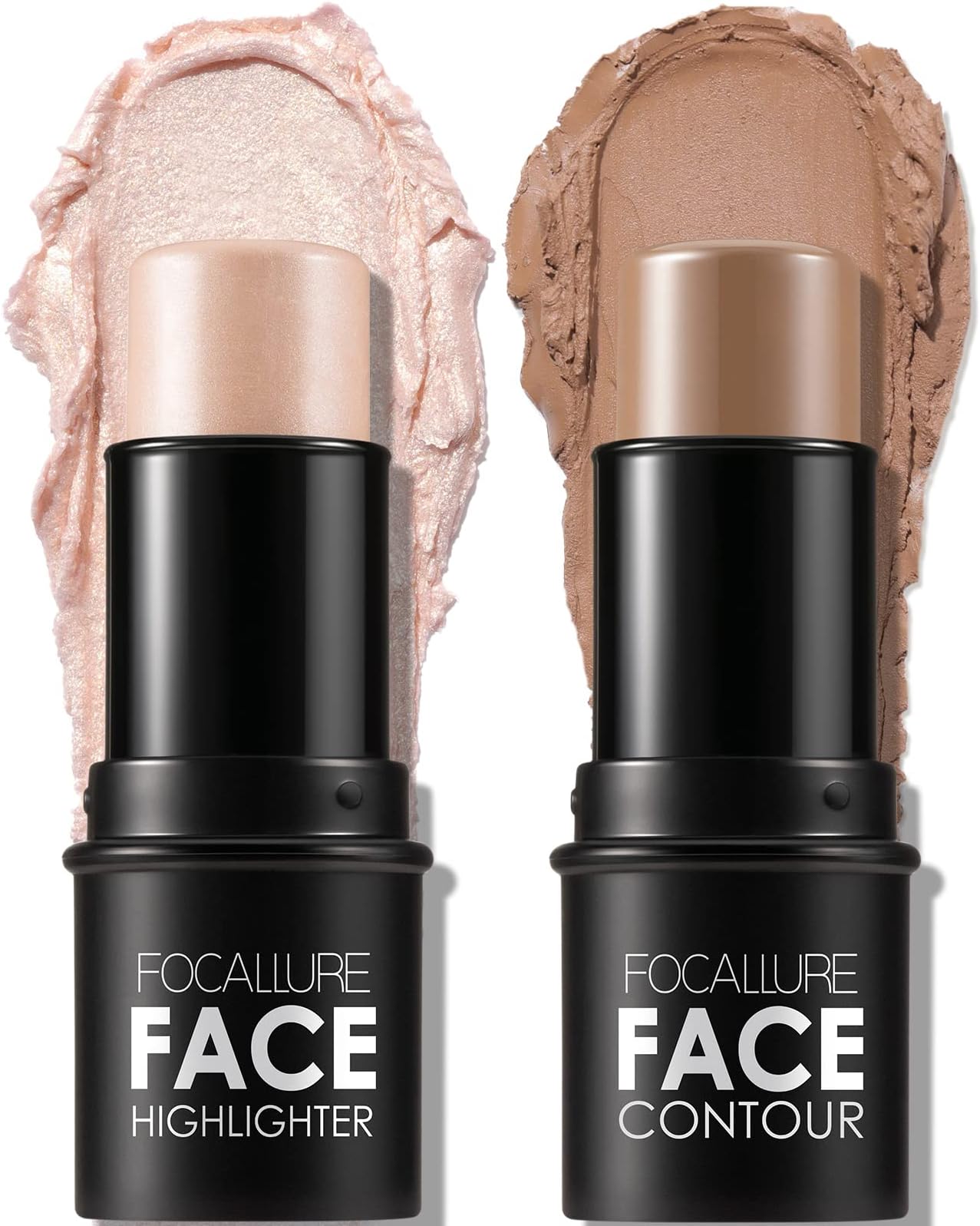 2 Pcs Mineral Cream Contour Stick,Moisturize Highlighter and Bronzer Pen,Non Stick Face Brightens & Shades Pencil,Long Lasting & Smooth Gliding Face Illuminator Makeup,Light-medium