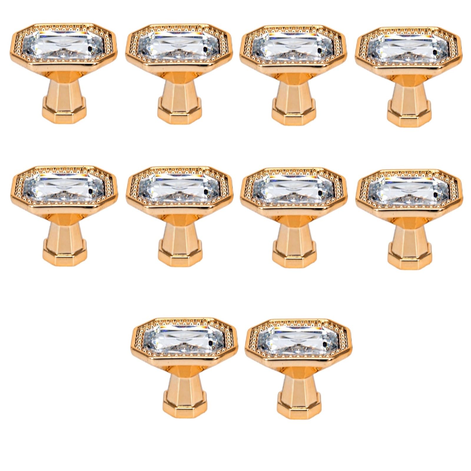 Kfgisd 8046 Gold 10 Pcs Furniture Drawer Handles And Knobs,Cabinet Knobs Single Hole Crystal Cabinet Handle,Crystal Handles(8046 Gold)