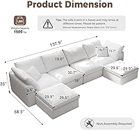 Vista 2 de Sofá modular seccional, sofá convertible en forma de U con 2 otomanas, sofás sin hueso para sala de estar, sofá moderno de 6 asientos profundos