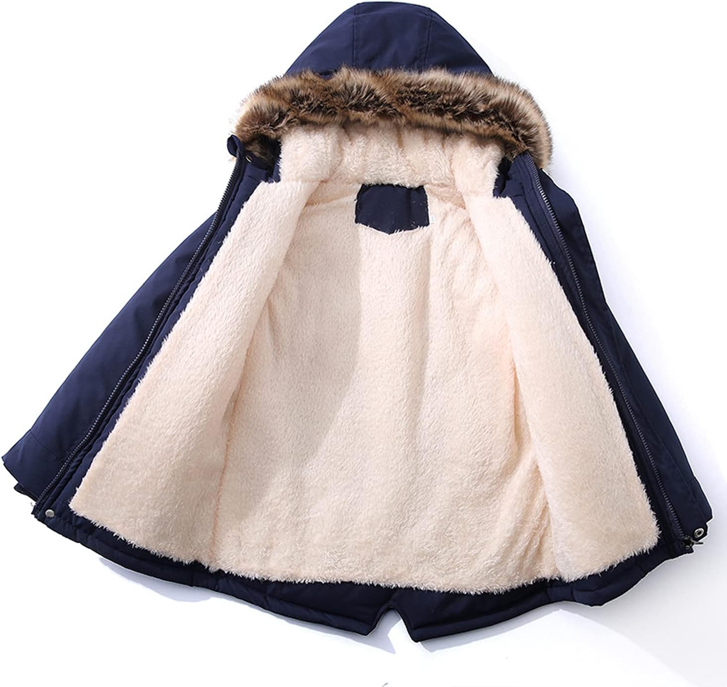 EISHOW Baby Boys' Winter Jackets Down Coats Toddler Faux Fur Hooded Overcoat Dress Warm Cotton Lined Thick Trench Outerwear