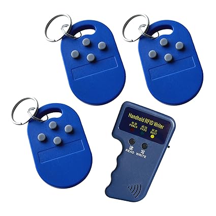 itapring 1Pcs 125KHz RFID Reader Writer Copier, 3 Pcs RFID Key Fob Tag Token with 4 RFID T5577 Chips in One Tag, Used for Copy Muti RFID 125KHz Access Cards in One Tag