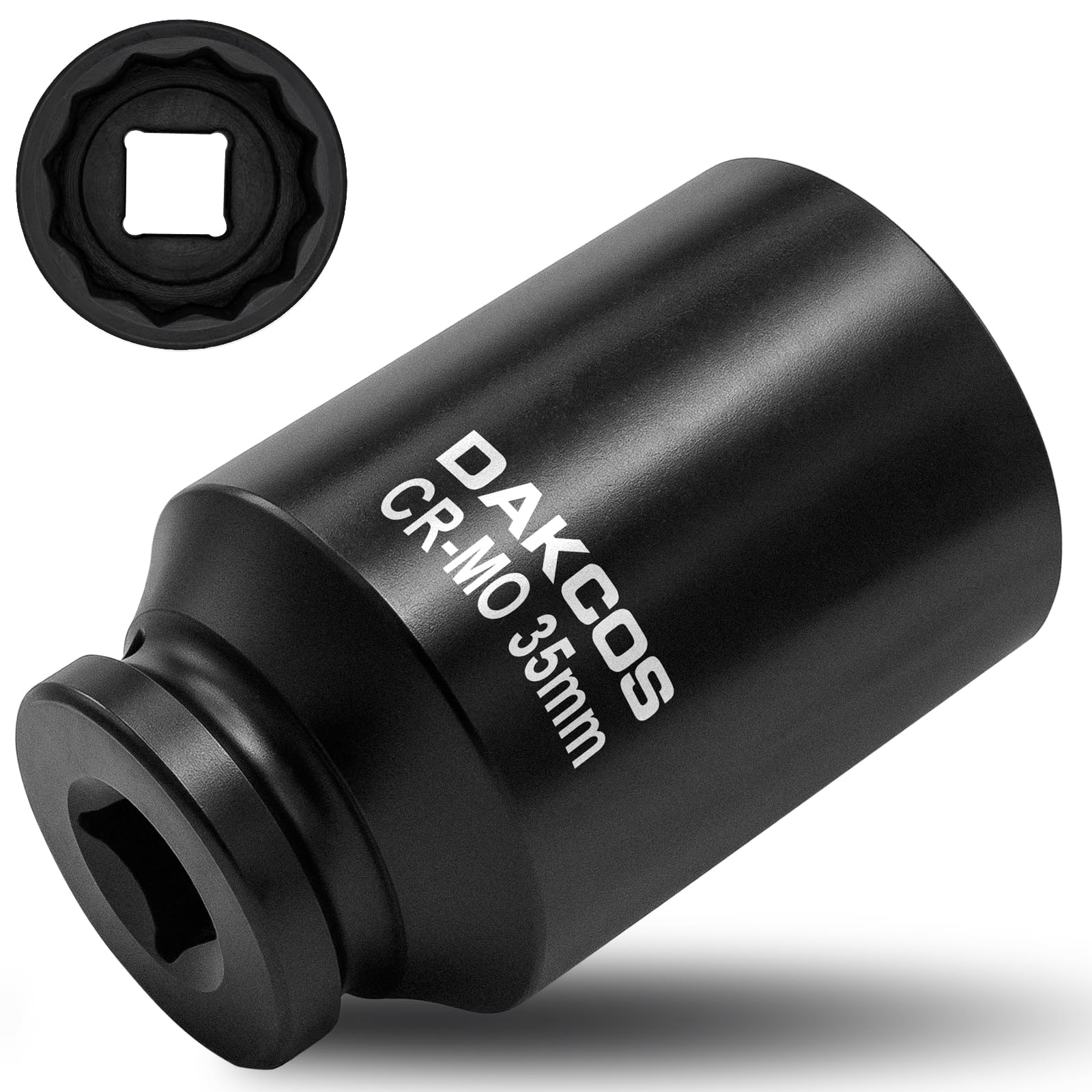 DAKCOS 35mm Socket 1/2" Drive 12 Ponit Impact Wrench Deep Socket Drive Shaft Tool Power, CR-MO