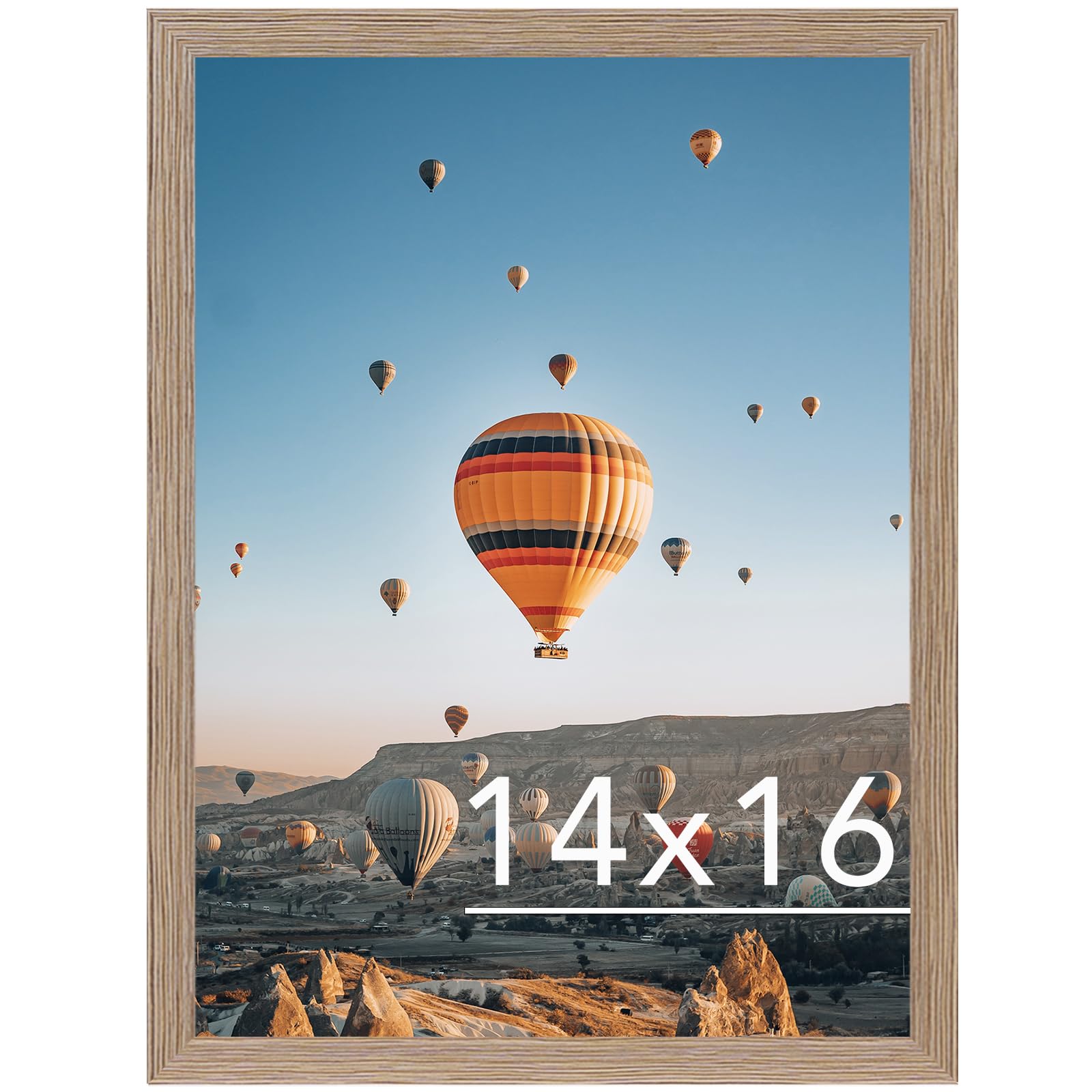 JCJMY 14x16 Picture Frame Rustic Brown for Poster Photo Picture, Horizontal and Vertical Formats for Wall Hanging, 14 x 16 Wall Gallery Poster Photo Frame for 14 by 16 Photos Posters, Rustic Brown