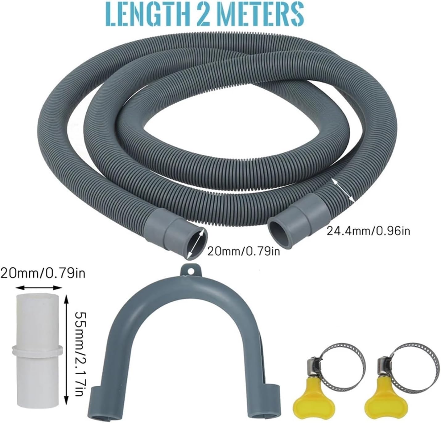 Drain Hose Extension Pipe Kit 6.6FT Universal Replacement Tubes ，Compatible For Washing Machine Washer Dryer Dishwasher