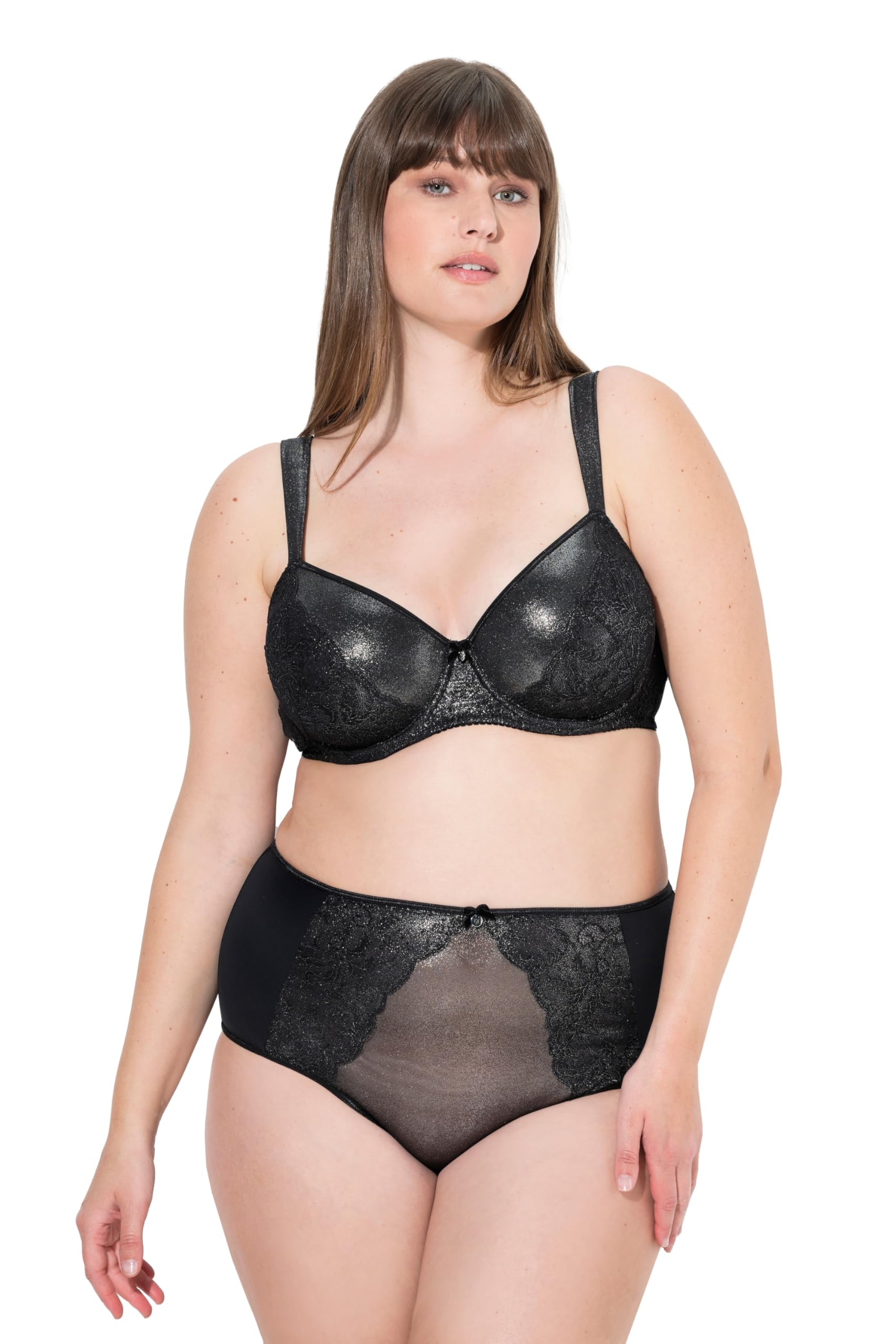 Ulla Popken Damen große Größen Übergrößen Plus Size Bügel-BH, Spitze, Metallic-Effekt, Softcups 843412