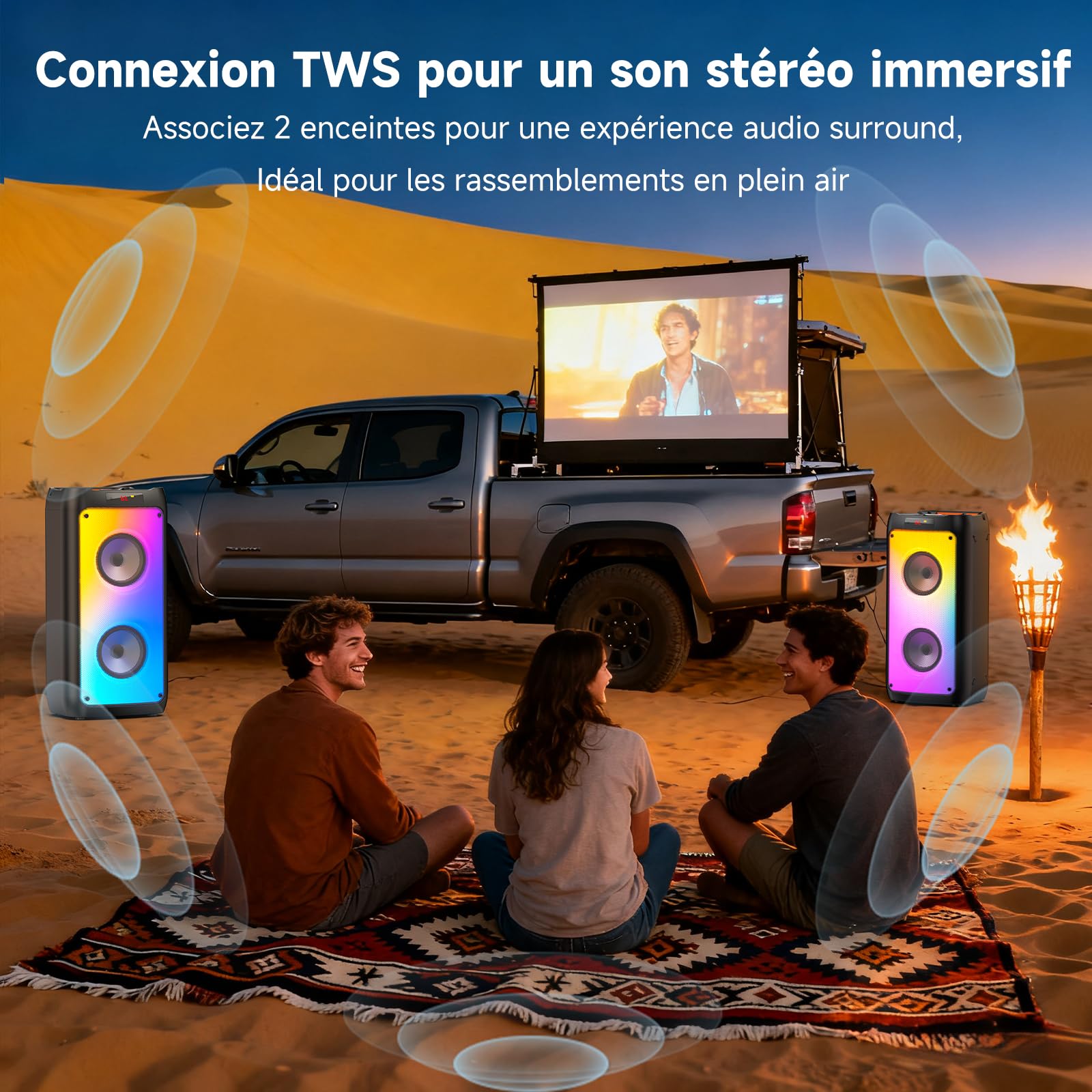 HWWR Machine Karaoke avec 2 Micro sans Fil et Télécommande, Enceinte Karaoké Bluetooth 5.3 avec Support Tablette et Lumière RVB, Système TWS PA 150W Haut-Parleur pour Adultes et Enfants (Noir)