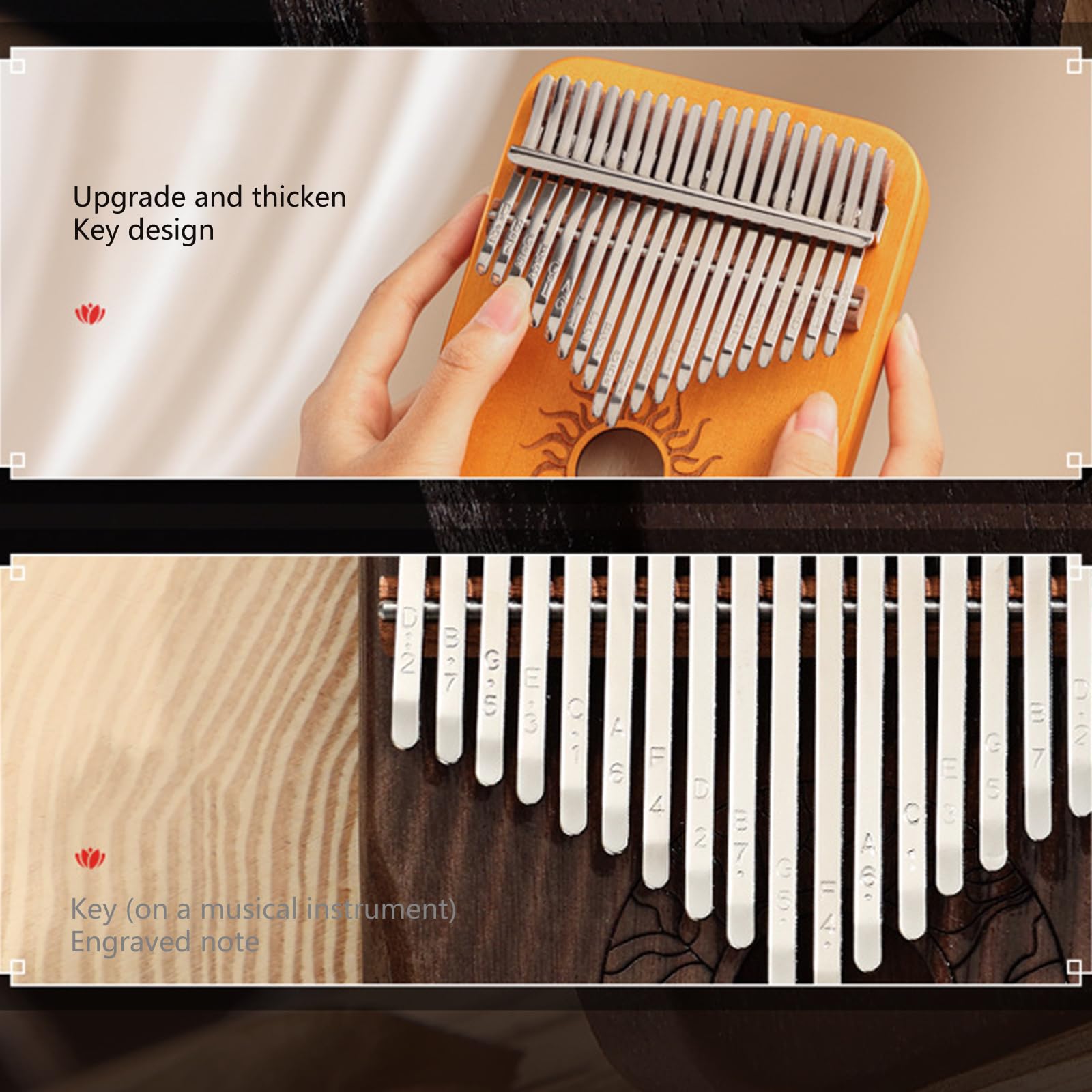 Pianoforte portatile in legno a 17/21 tasti, piccolo strumento musicale portatile per bambini e principianti