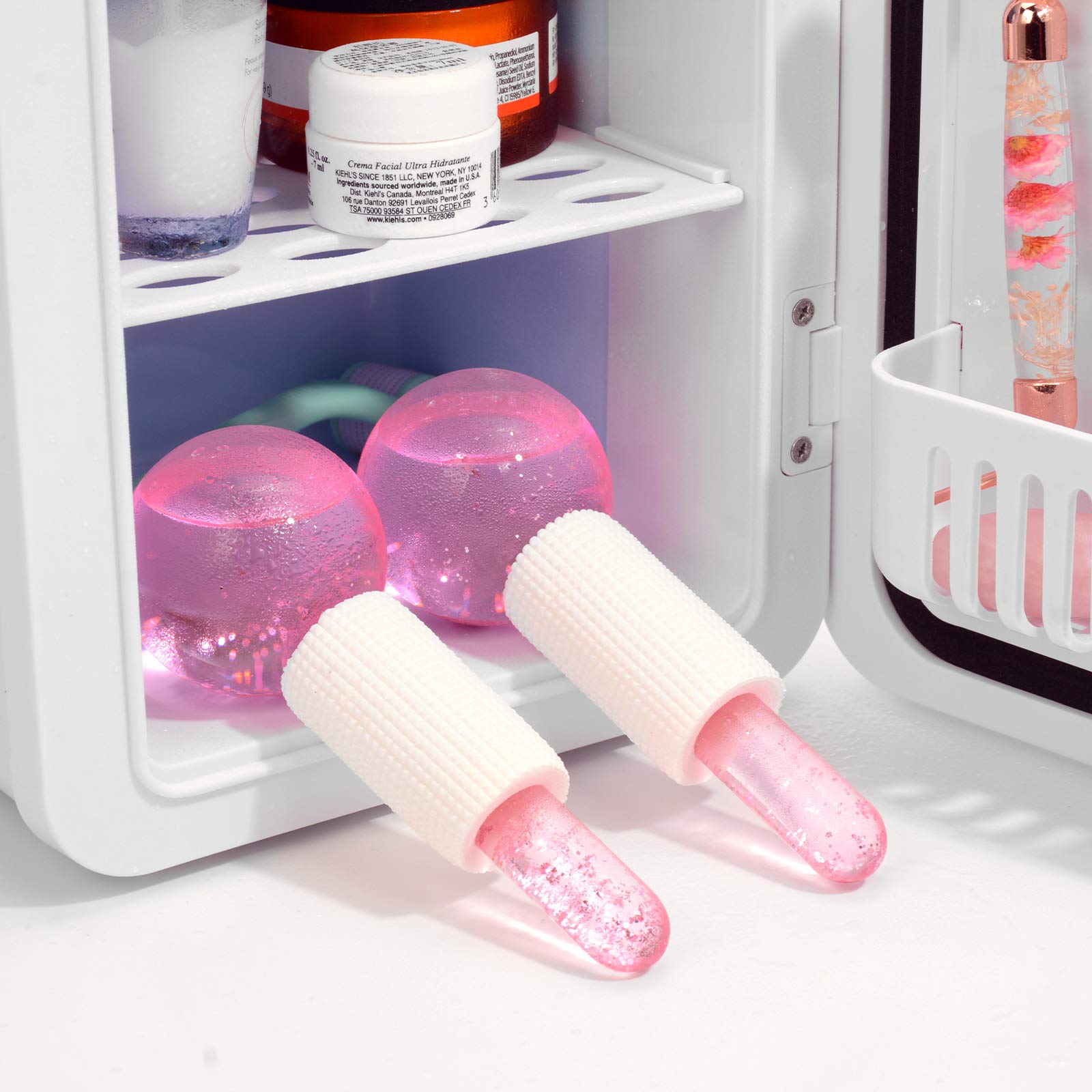 Facial Ice beauty ball- 2PC Globes Pink Facial Roller for Cold or Hot Skin Massagers Globe Durable Quartz Glass fo.