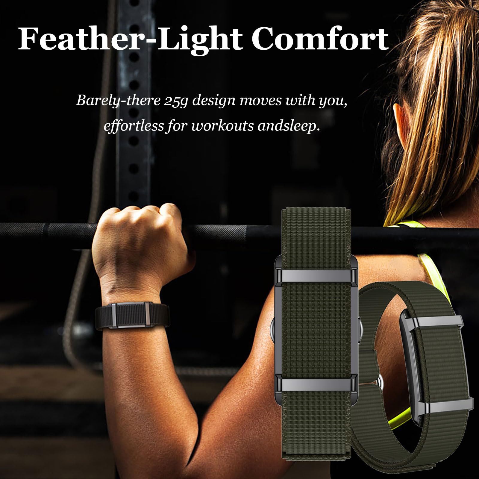 findtime Fitness Tracker Armband Aktivitätstracker ohne Display Wearable Pedometro Cardiaco Monitor Frequenza Cardiaca Misurazione della Frequenza Cardiaca Wristband Nylon Smart Band