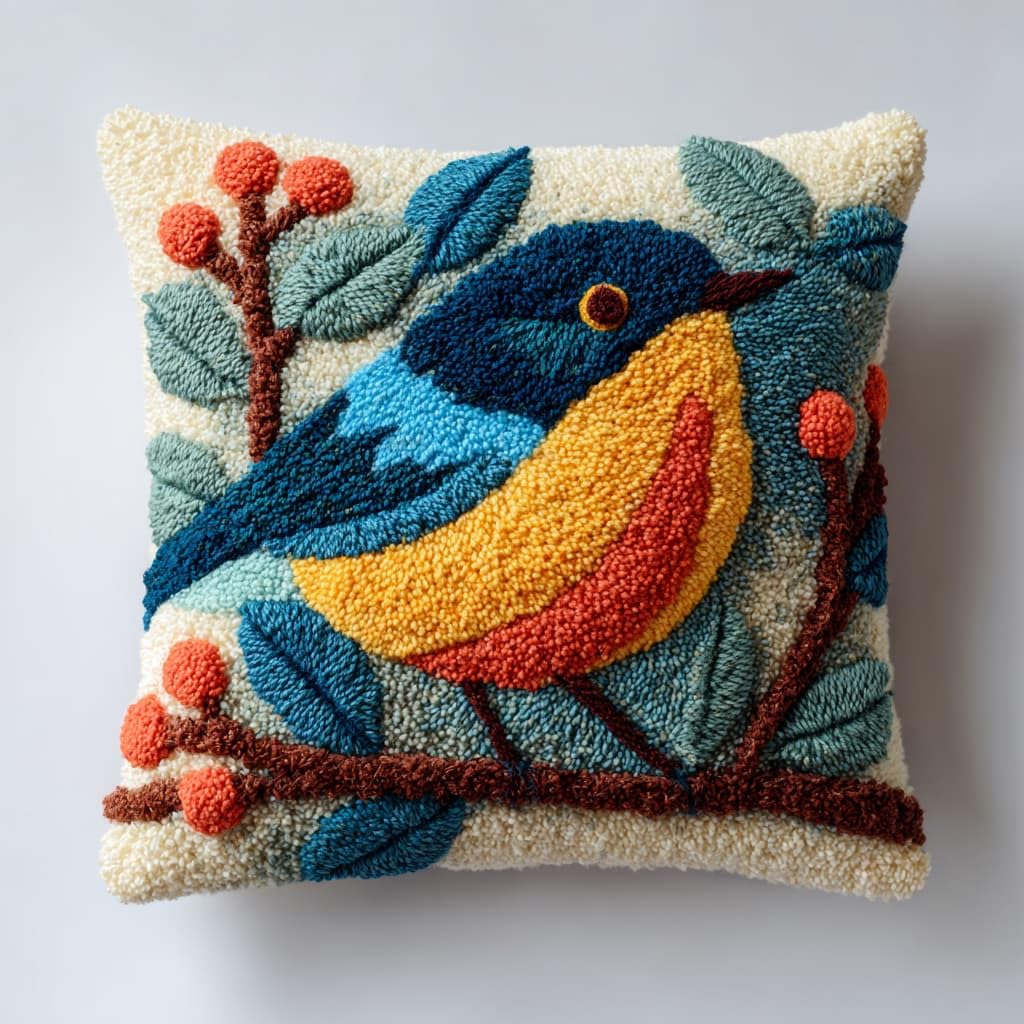 Taxpy DIY Latch Hook Rug Kits, Animals Birds Latch Hook Cushion Kits Pillowcase Rug Crochet Needlework DIY Needlework Pillow Cover Sofa Cushion 43x43cm