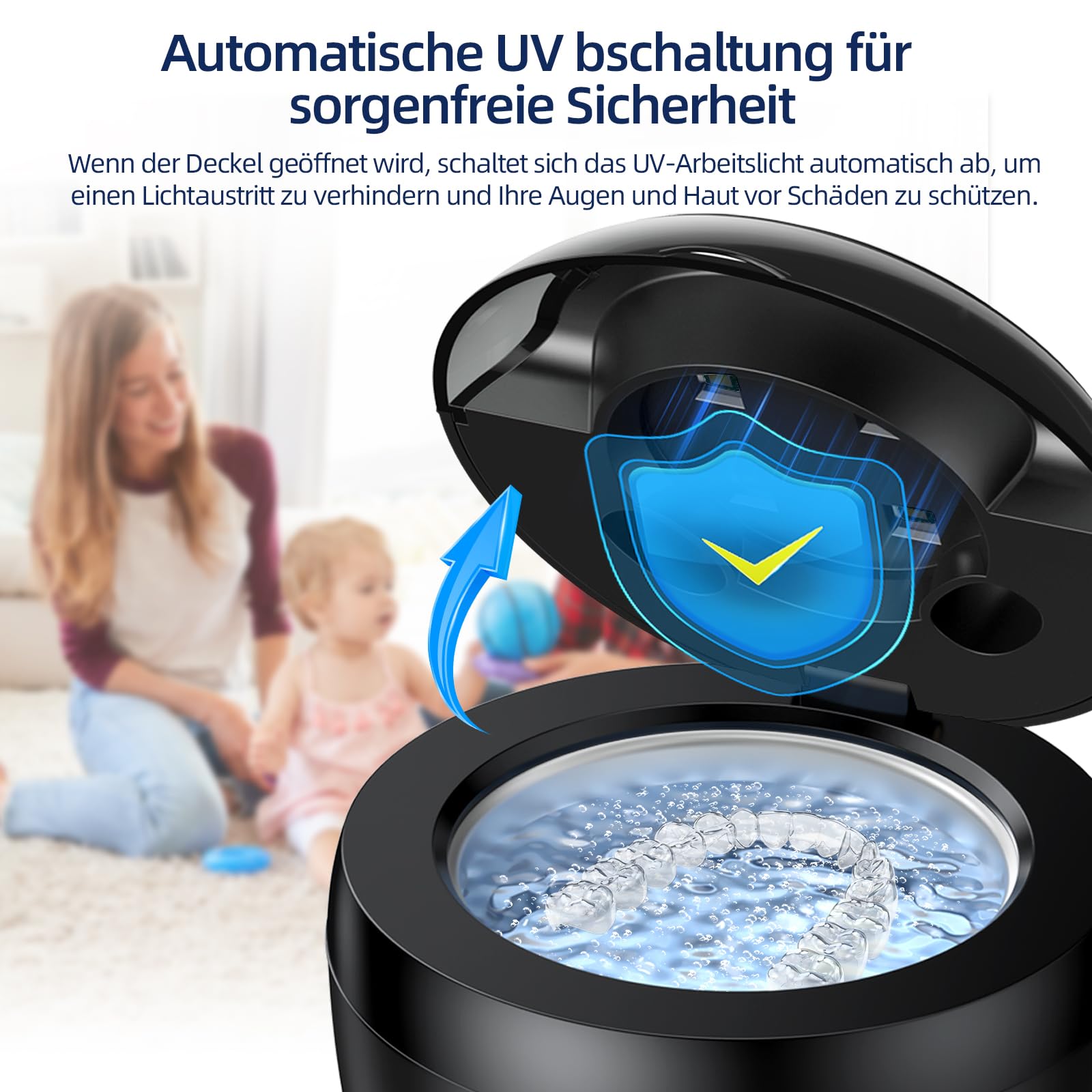 Limpiador de retenedores ultrasónico, máquina limpiadora de retenedores de 45 kHz, 4 modos de limpieza ultrasónica para dentaduras postizas, protectores nocturnos, protectores bucales