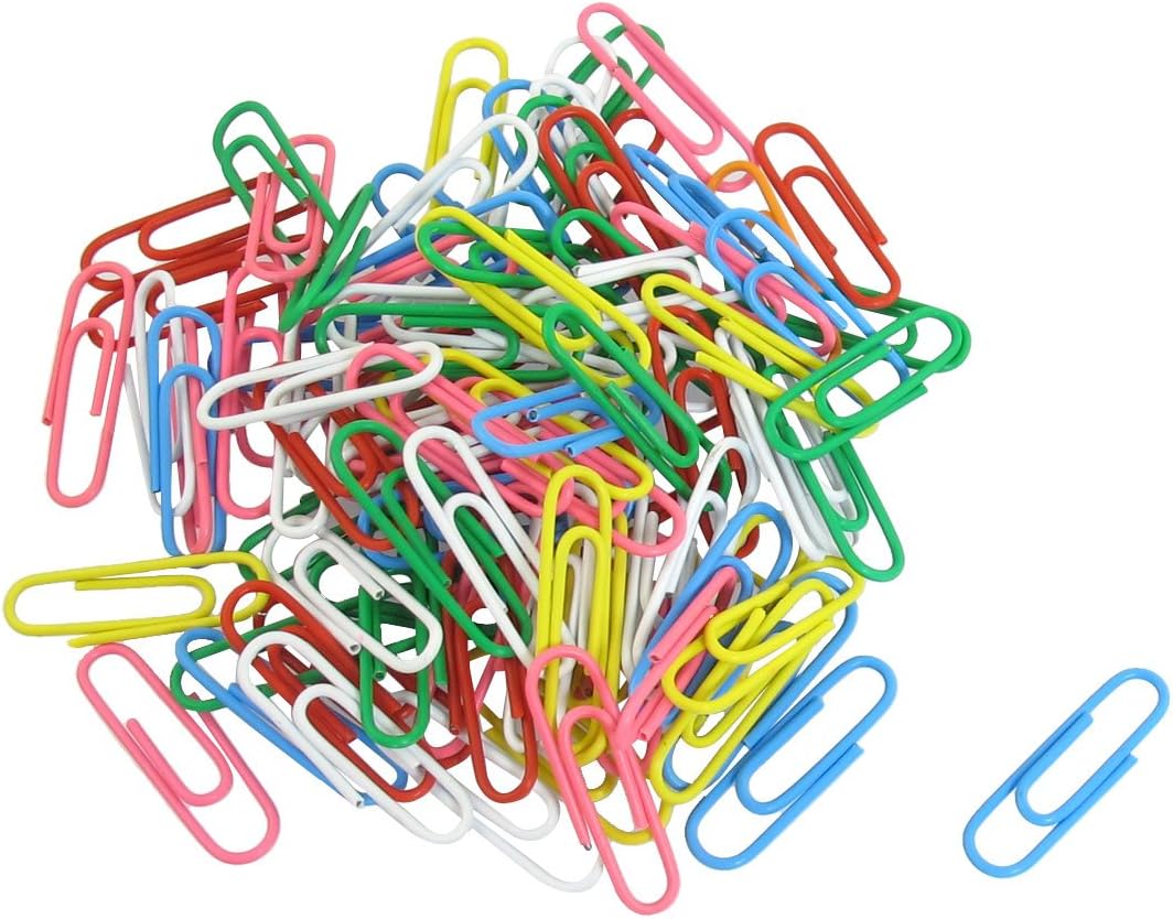 100 Pcs Colorful Metal Office Paper Clip Stationery w Case