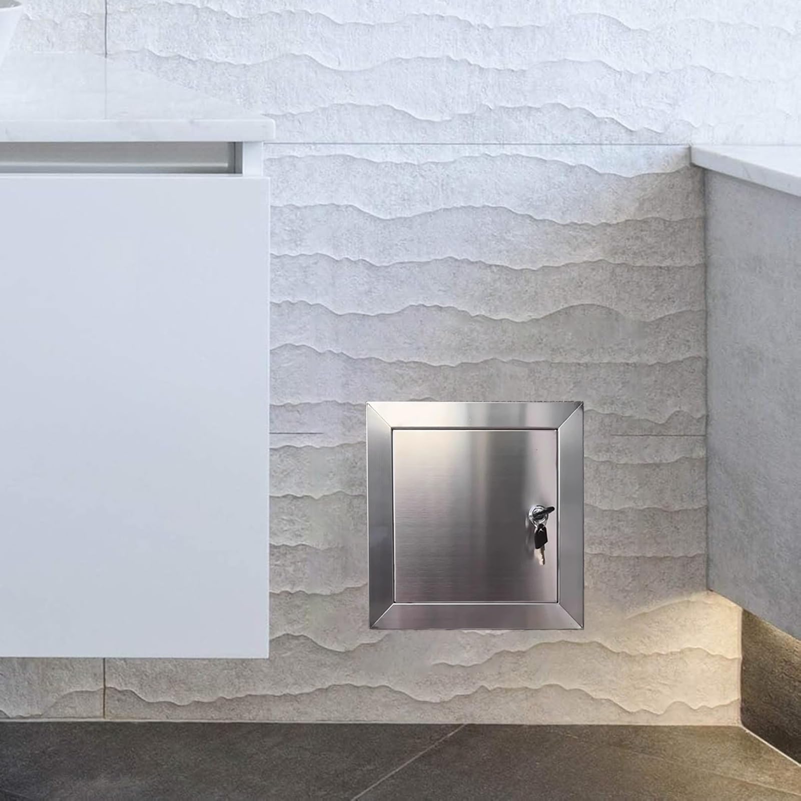 Zugangstür aus Edelstahl mit Schloss und Schlüssel, quadratische kleine Servicetür für Sanitärinstallationen, Zugangsklappe für Wohnmobil-Dachboden (Trockenbau), wasserdichte Wandöffnungsabd
