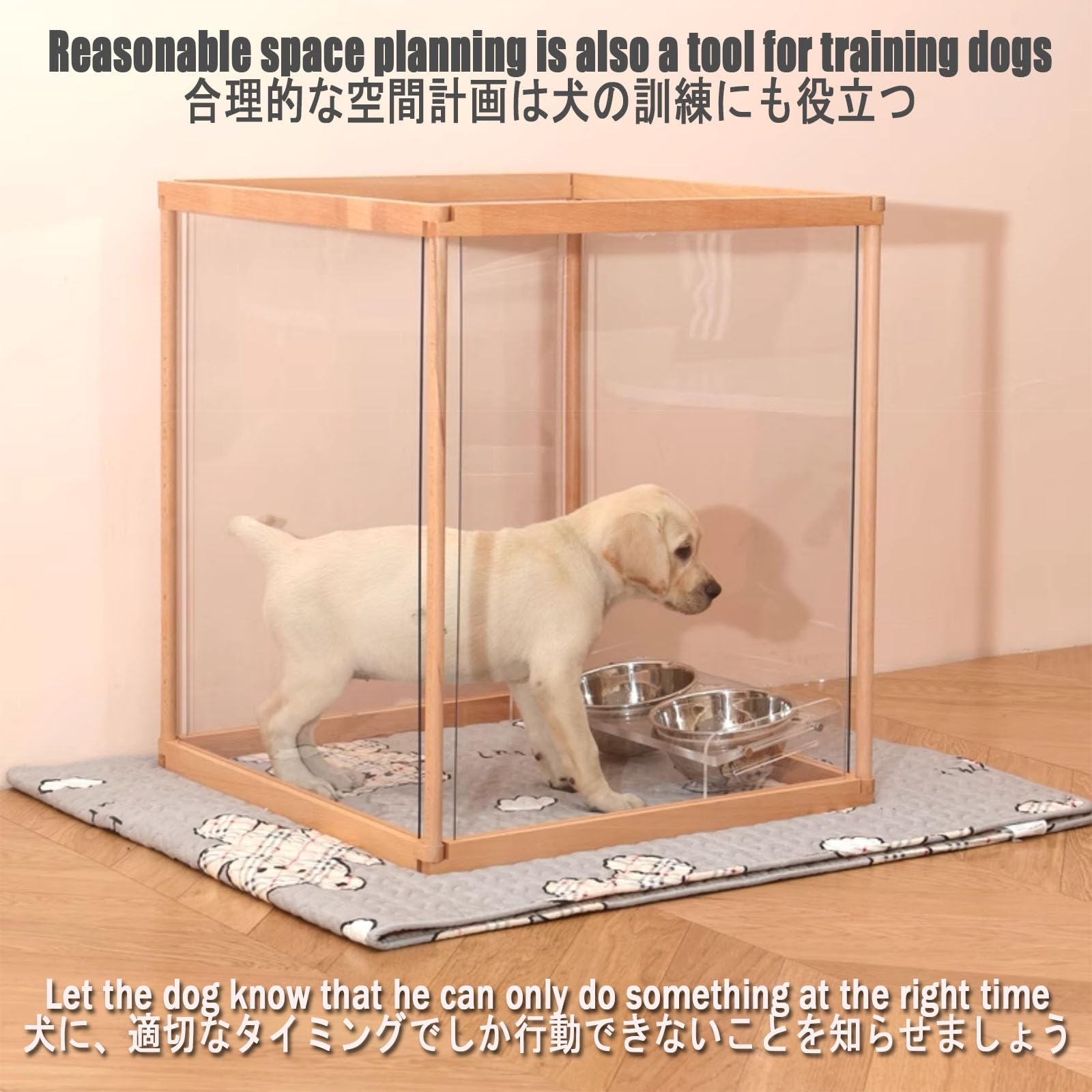 Parque para Perros de Interior Acrílico,Paneles con Puerta con Seguro, Corral Transparente para Cachorros，Caja de Parto y Jaula de Perrera，para Cachorros, Gatos, Conejos(No Door,4 Pieces)