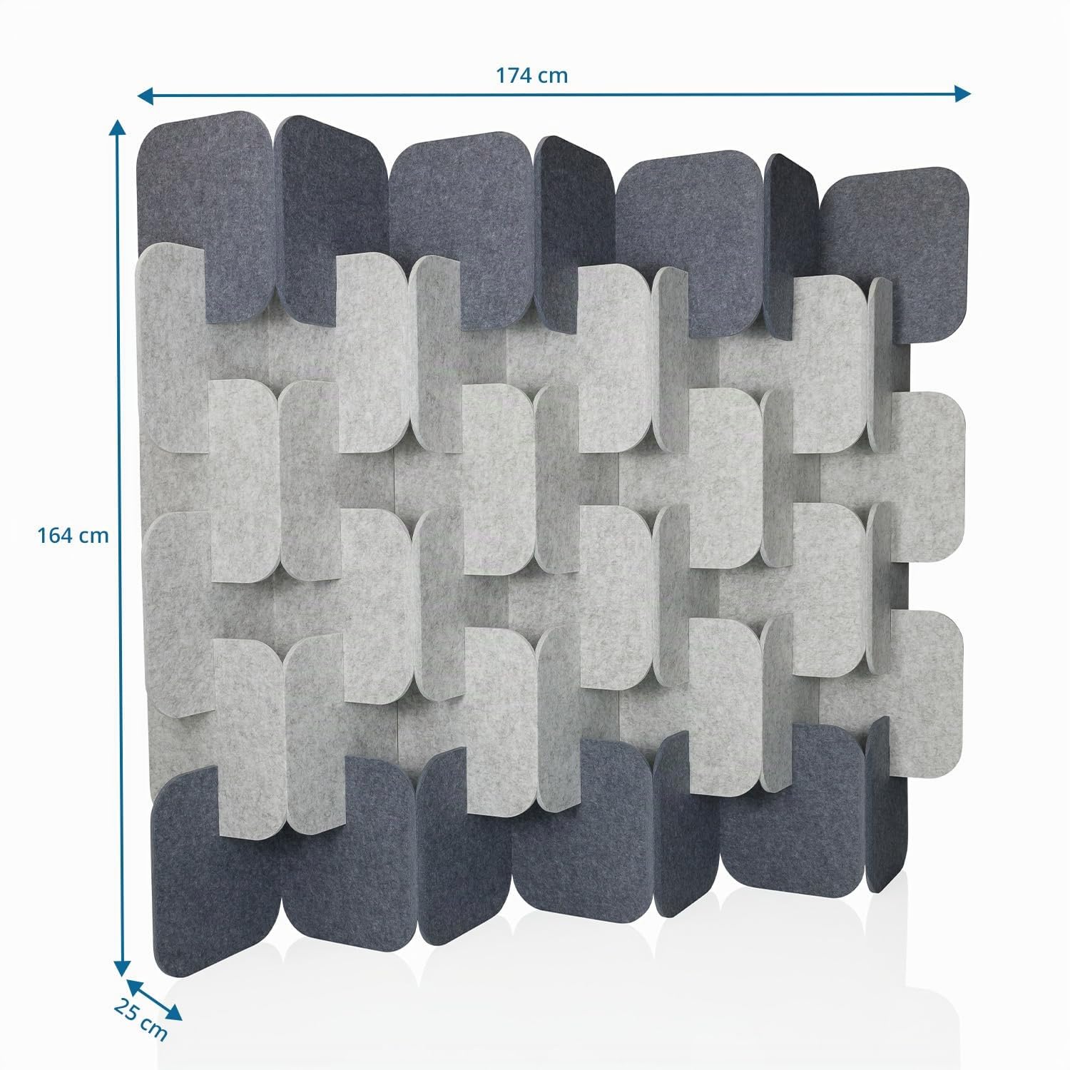 hjh OFFICE Akustik Trennwand 164x174 cm FLEXMIUT Plug 6er Set Stehwand erweiterbar, dekorativer Sichtschutz, Grau/Hellgrau