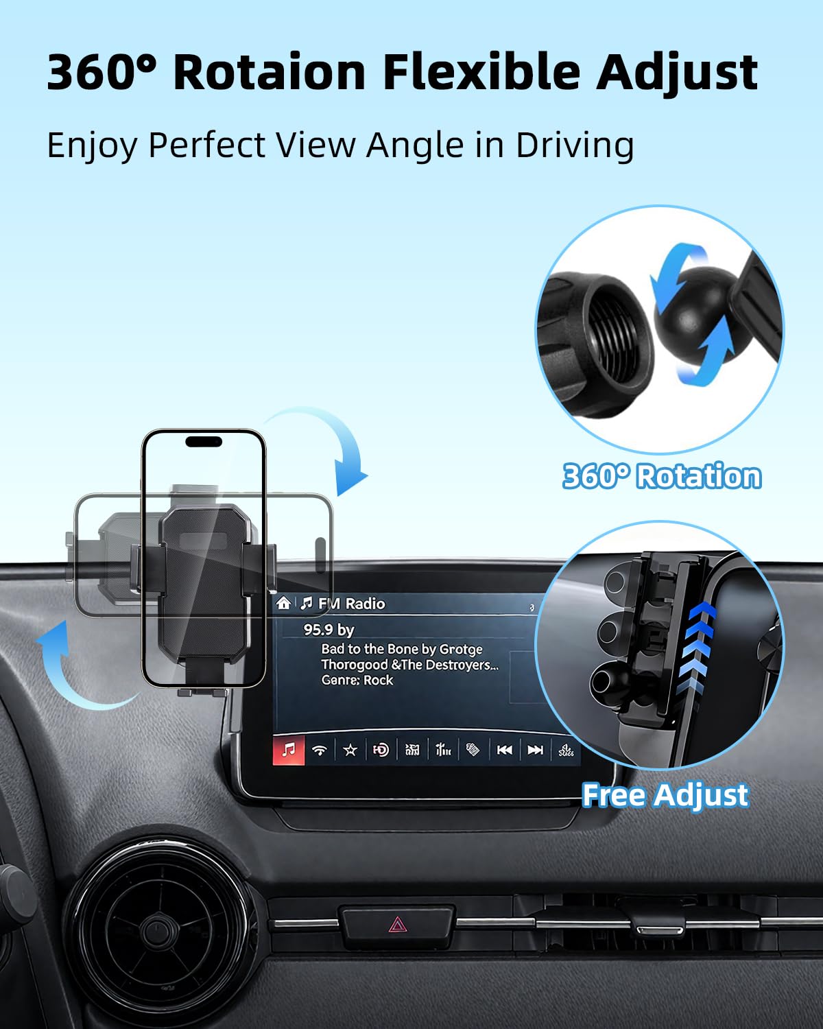 Samochodowy uchwyt na telefon do Mazda CX-3 2016 2017 2018-2020 2021 / Mazda 3 2014 2015 2016 akcesoria ekran 7-calowy automatyczny zamek obracany o 360° uchwyty na telefon automatyczny zamek