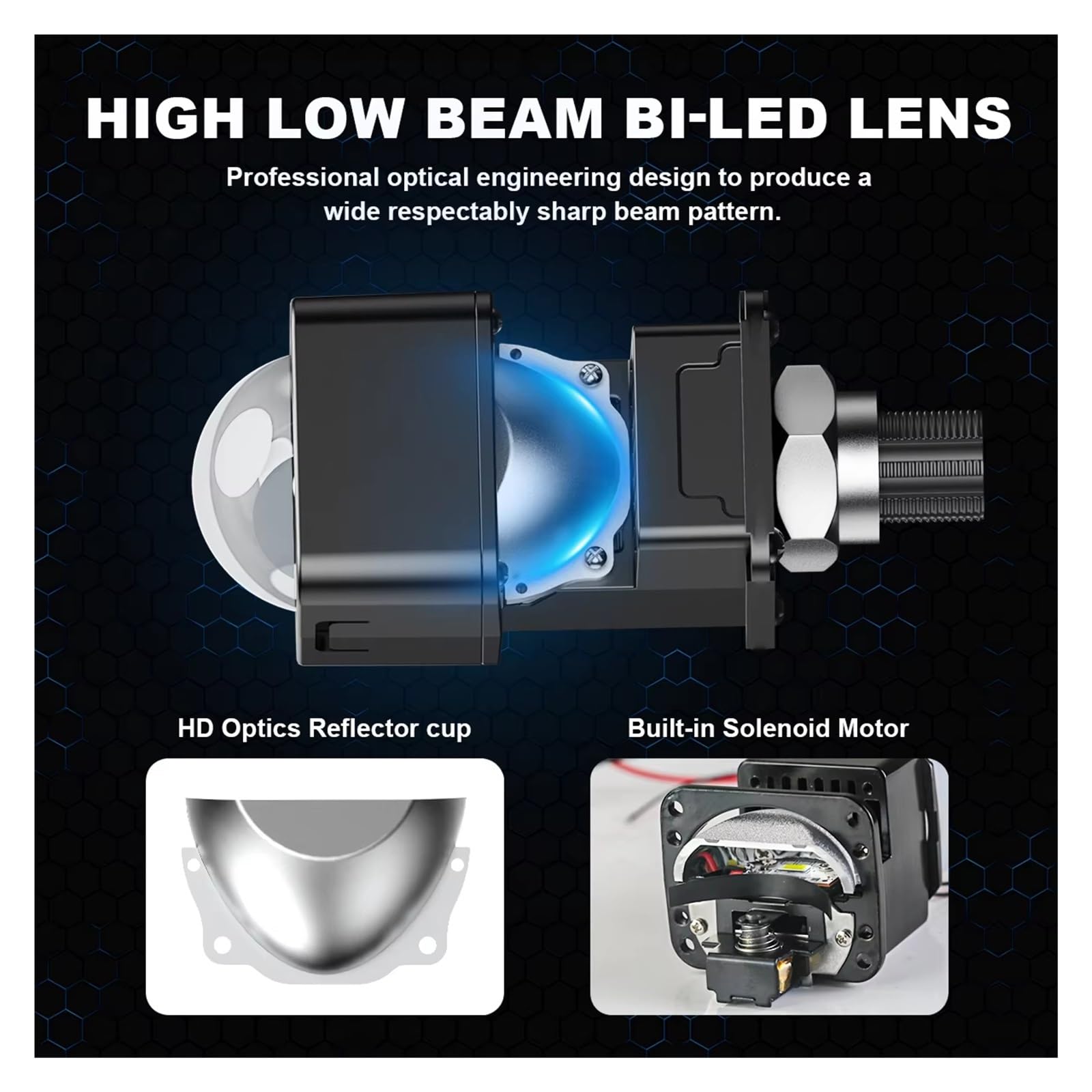 Faro anteriore Kit proiettore per fari LED per auto e moto da 1,5 pollici con obiettivo per a ad alto fascio basso 6000K universale