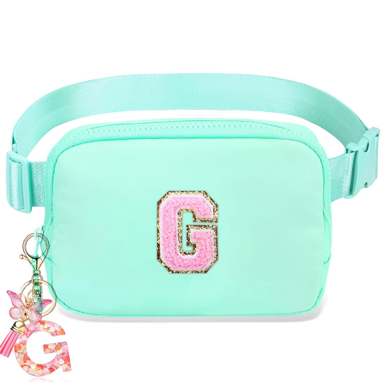 Belt Bag for Girls Gifts - Birthday Gifts for Teenager, Personalized Gifts for Mom Freind Sister Teacher, Graduation GiftsInitial Crossbody Bag Belt Bag for Women Mint Green G