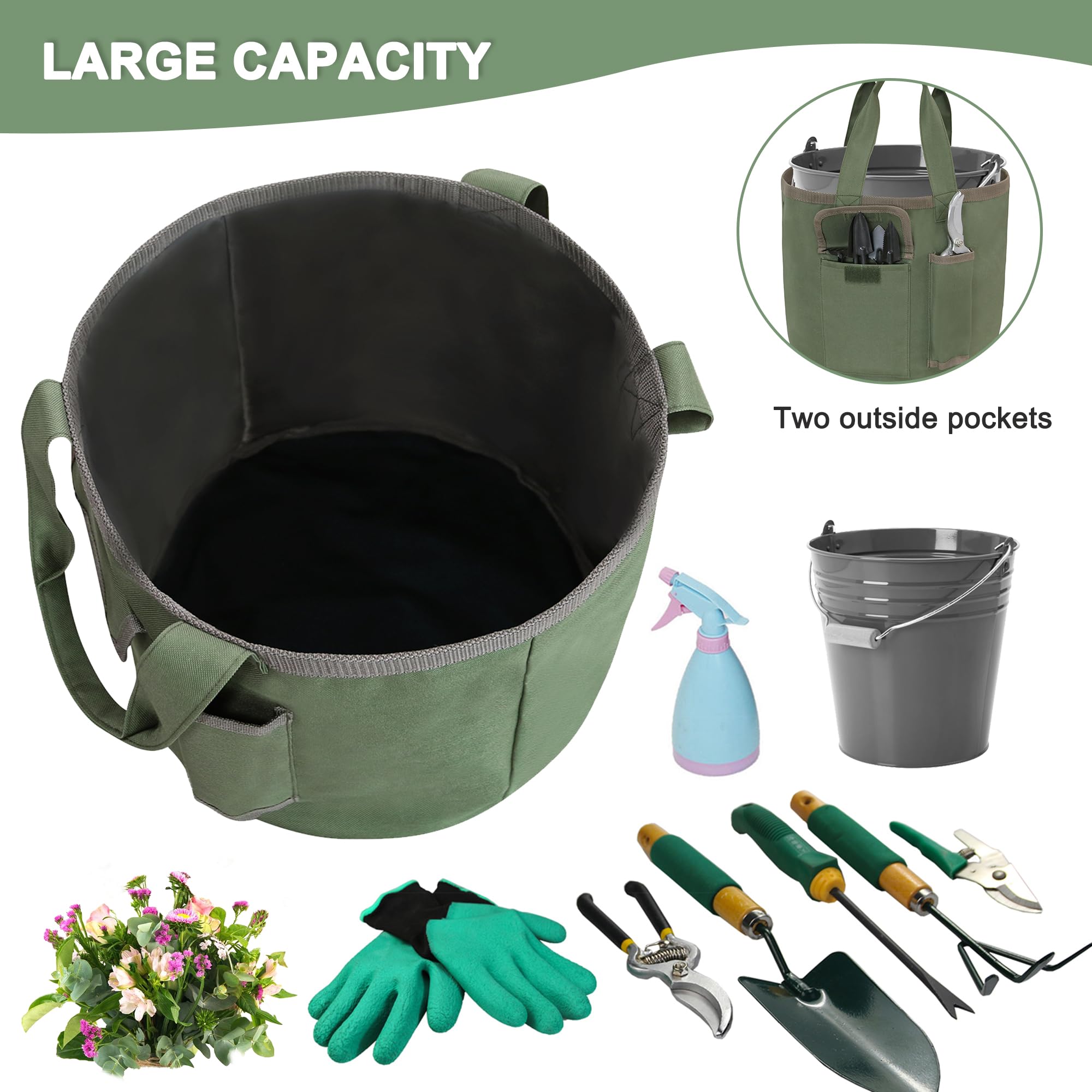 Borsa porta attrezzi da giardino, organizer da giardinaggio con tasche, borsa tote per attrezzi da giardino in Oxford impermeabile, per donne e uomini, giardinieri (solo borsa)