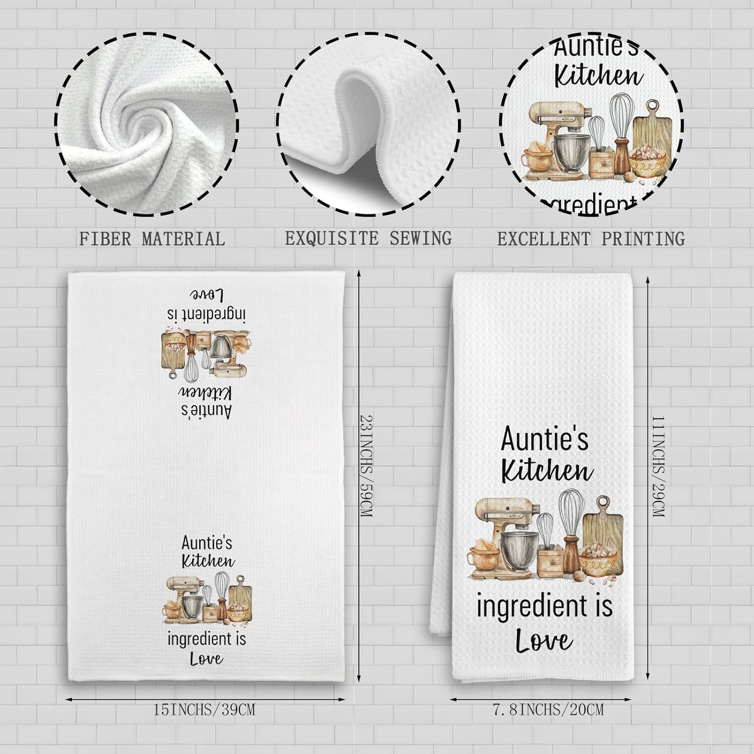 Auntie Gifts Kitchen Towels, Aunt Mother's Day Birthday Gifts from Nephew Niece Dish Tea Towels, Auntie's Kitchen Ingredient is Love Decorative Hand Towels, 16X24In - Image 7
