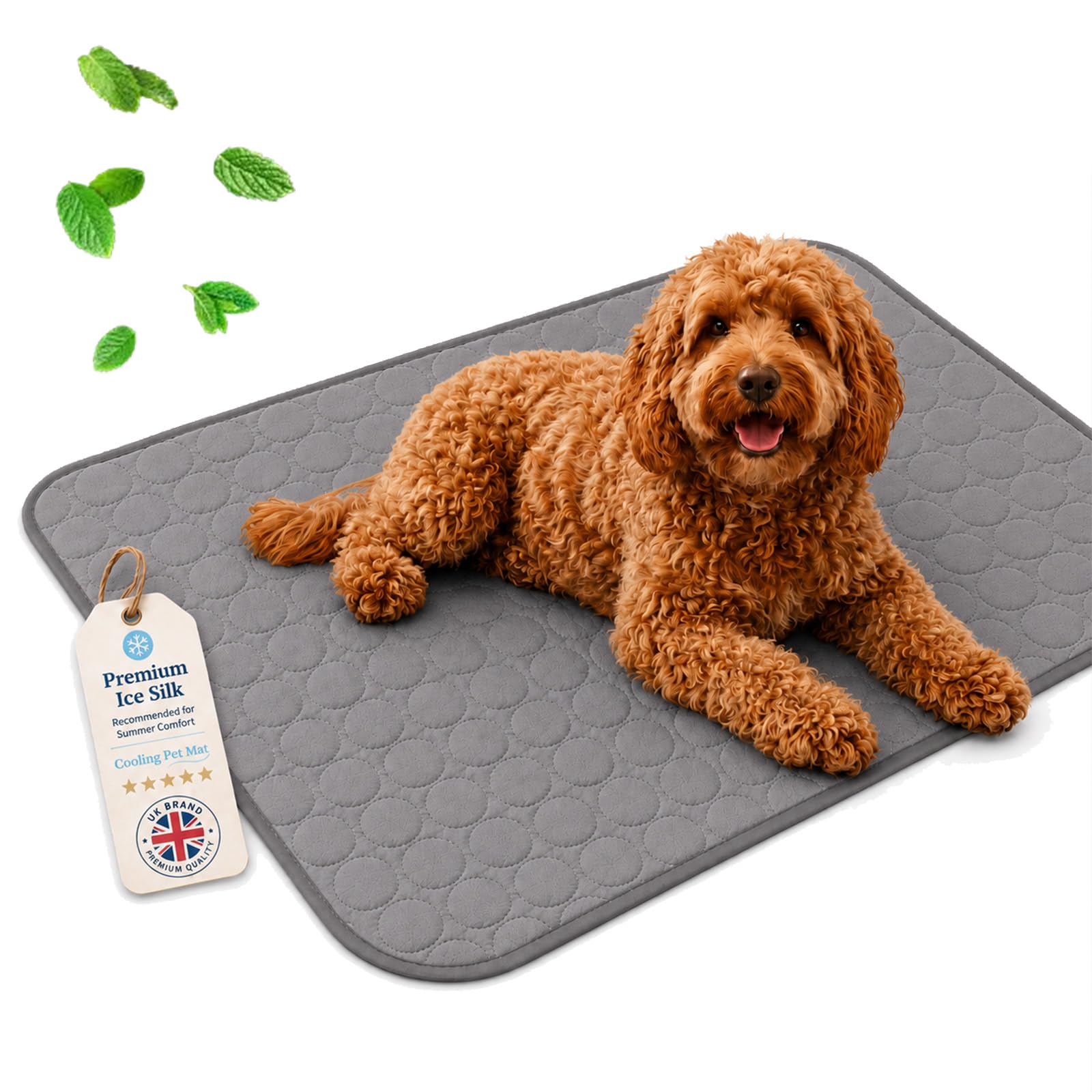 ChillPaws Cooling Mat - Original Chilli Paws Cooling Mat, Washable Ice Silk Self, Cooling Dog Blanket with Chemical-Free Ice Silk Fabric for Crates Sofas & Summer Garden Relaxation (Gray 2,50x40cm)