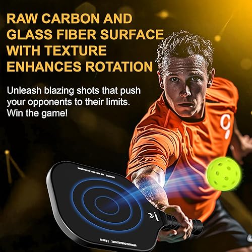 Miniatura 3 de Pickleball Paddles Set of 24, USAPA Approved Carbon Fiber Surface Pickle Ball Set - 14mm PP Honeycomb Core of Lightweight Pickleball Rackets