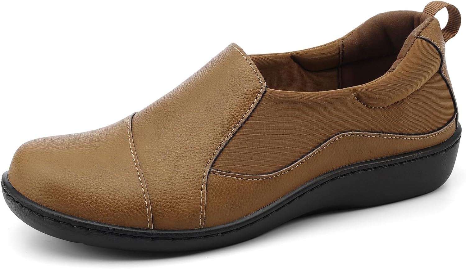 Women's Comfort Leather Loafers Cute Casual Slip On Lightweight Walking Flats Everyday Work Shoes - Image 3