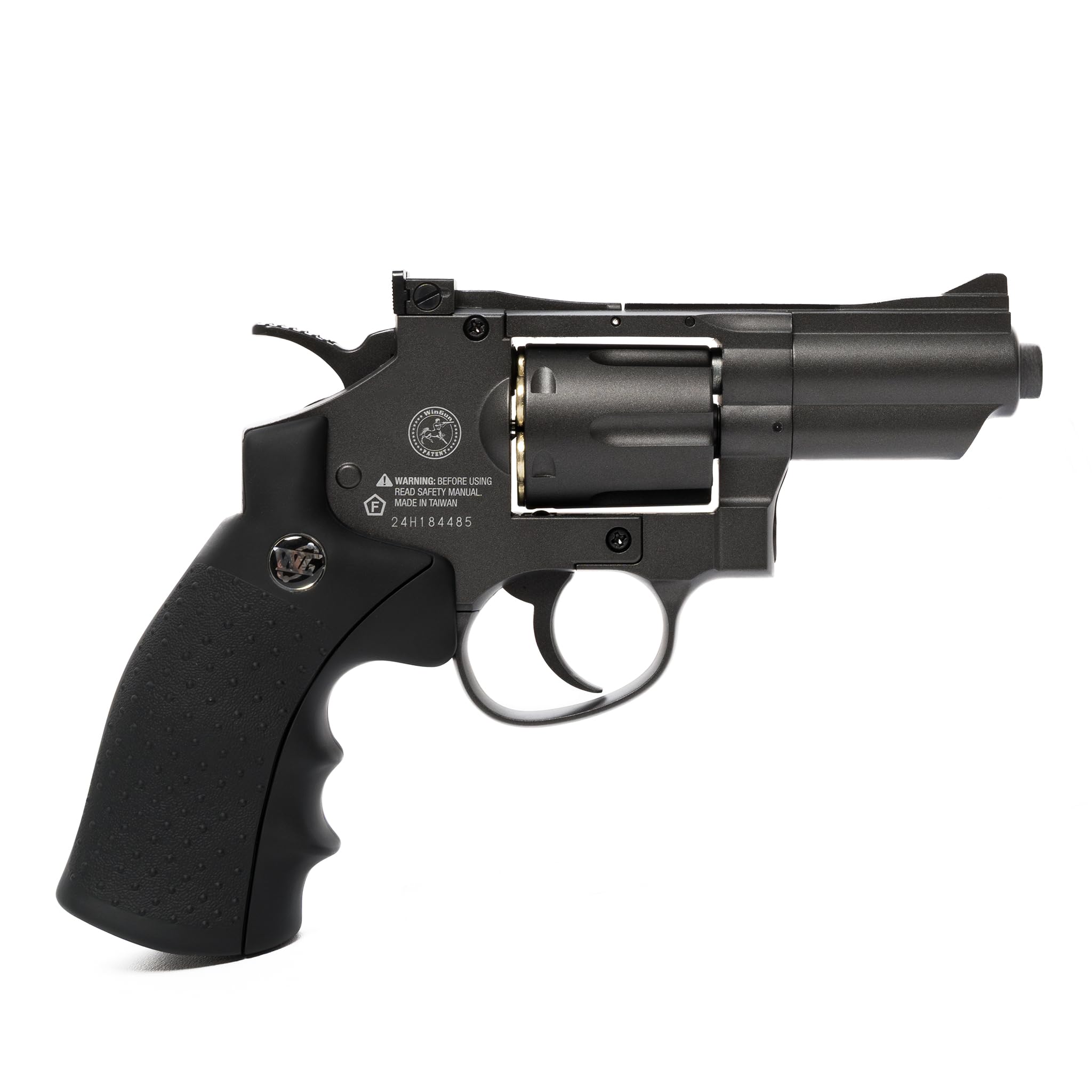 Pistola Softair Revolver, Pistola a Pallini, 5 bombolette Co2, 1000 Pallini 6mm, caricatore, 6 bossoli, Airsoft, Pistole Softair, potenza 0,9 joule, dimensioni cm 34x12,5