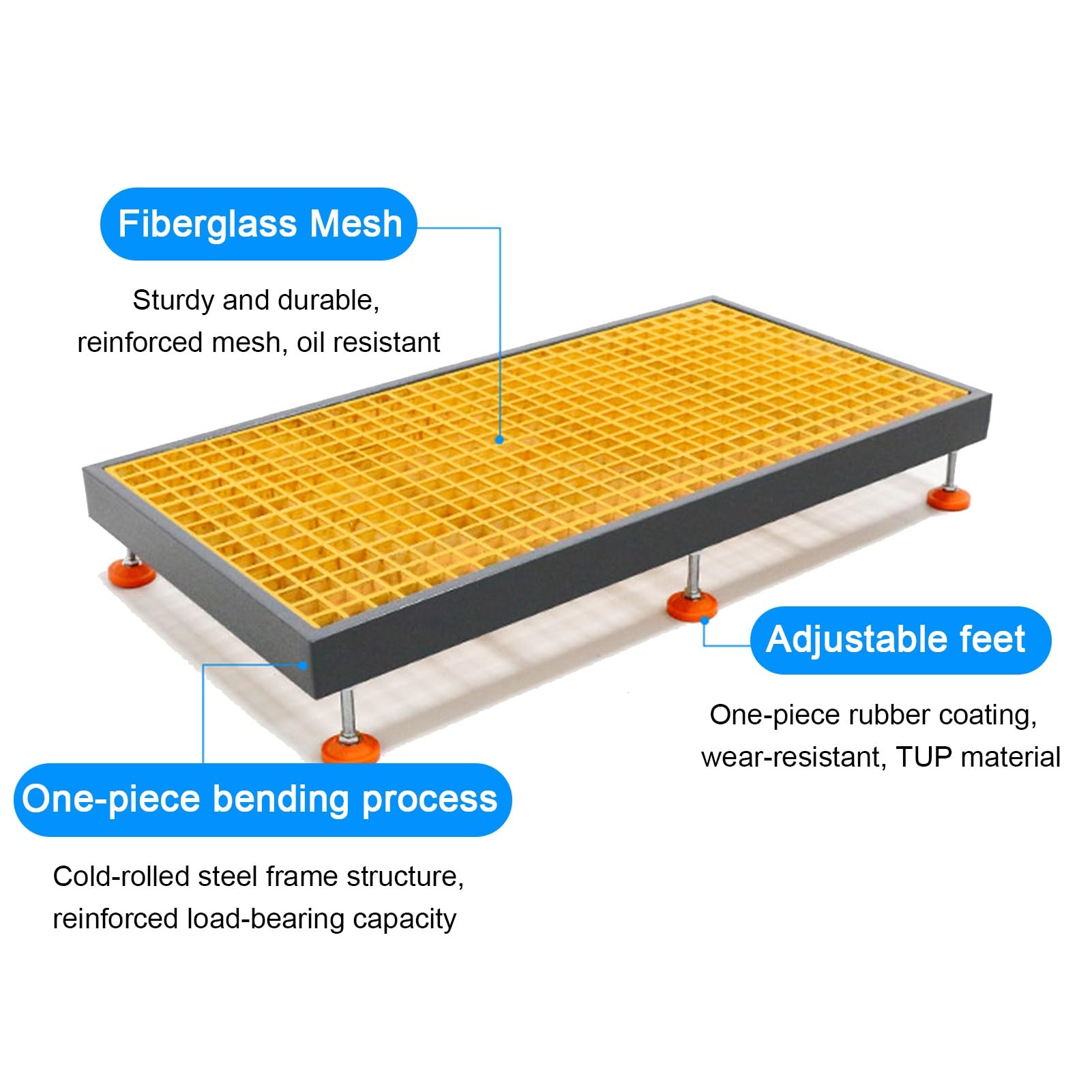 Pallet resistente con scarico – Griglia rimovibile da officina per il contenimento a tenuta stagna, ideale per patio, portico e capannone