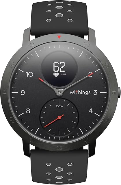 Withings Steel HR Sport  hybrydowy smartwatch Multisport, podłączony GPS, tętno, poziom sprawności fizycznej przez VO2 Max, śledzenie aktywności i snu, powiadomienia