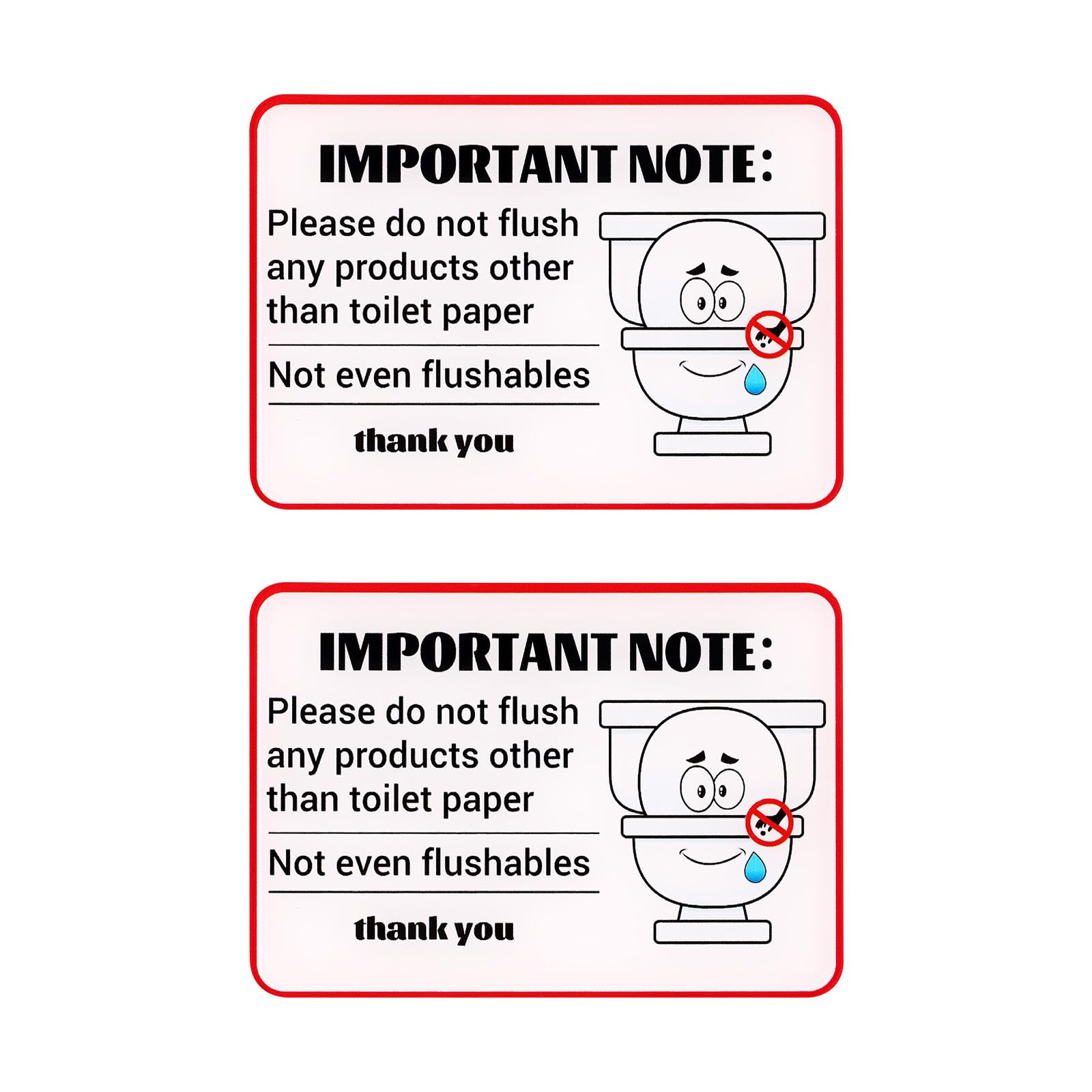 2pcs Do Not Flush Any Products Other Than Toilet Paper Sign, Acrylic Septic System Funny Bathroom Rules Sign with Self-Adhesive for Airbnb Restaurant Bar Hotel Decor Accessory Essentials