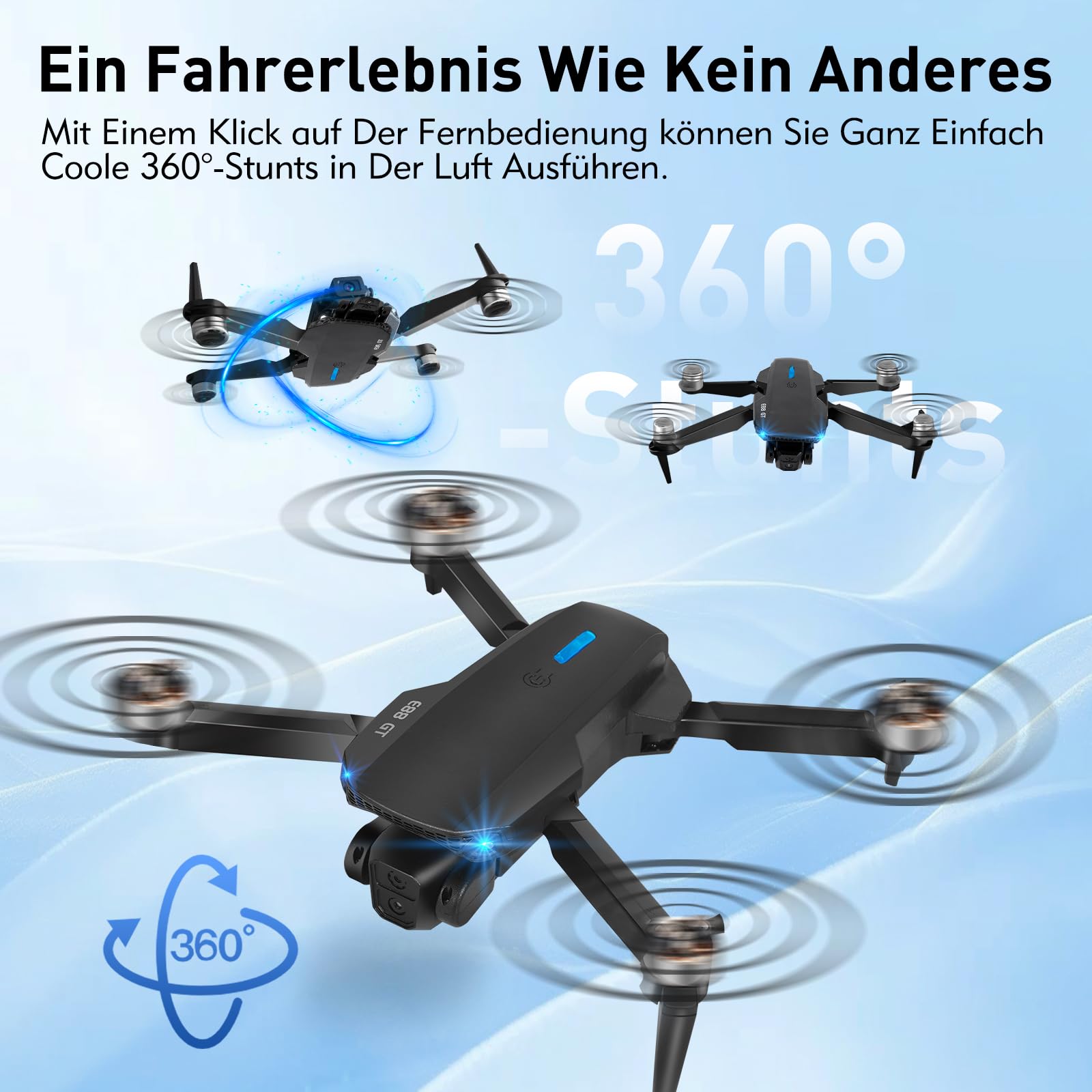 Drohne mit Kamera 1080P,RC FPV Faltbar Quadrocopter,90° verstellbare Linse,3D Flip,Headless Mode, bürstenloser Motor,Start/Landung mit einer Taste,Höhenhalte,Geschenke für Anfänger und Kinder