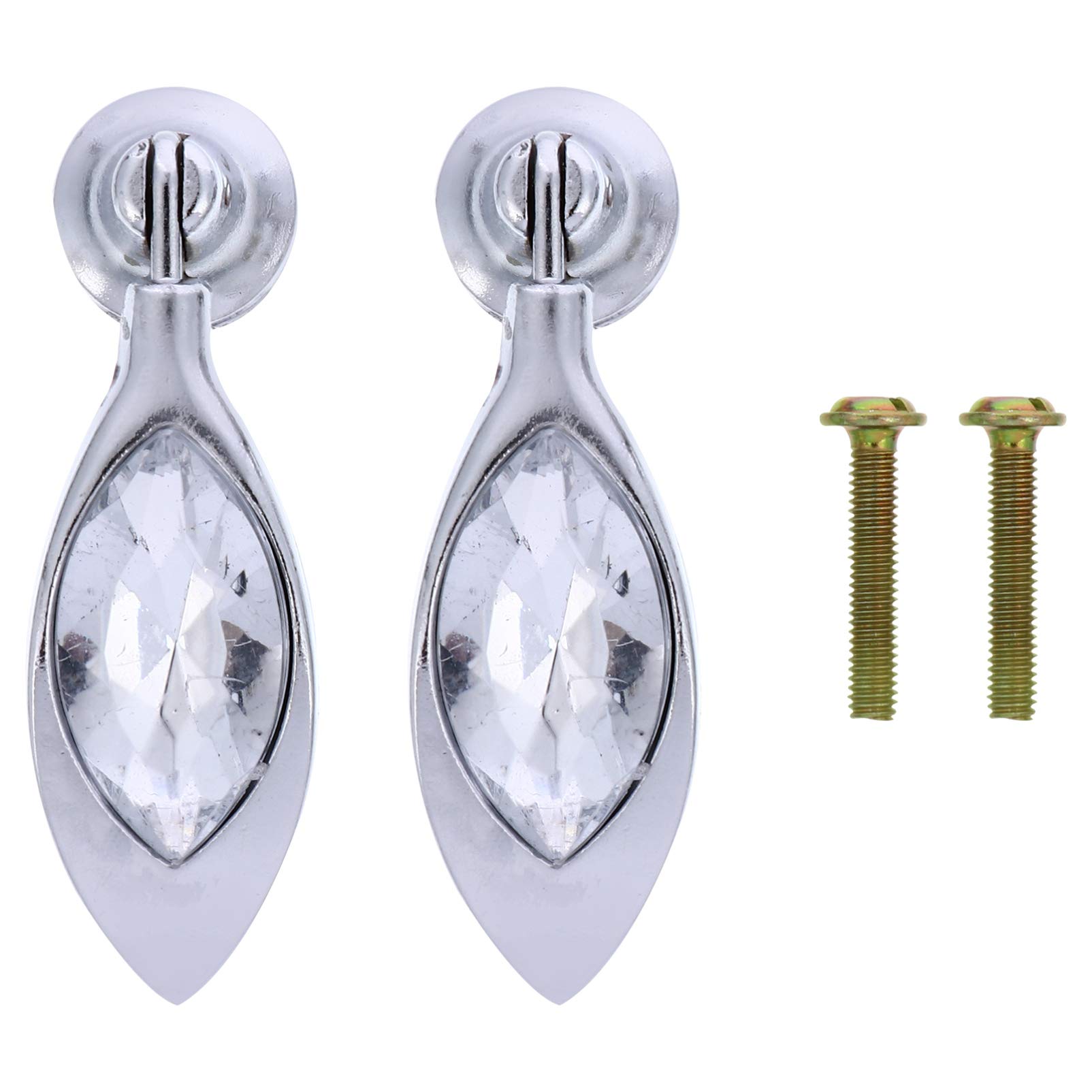 Boutons de poignée d'armoire en verre cristal moderne argentés par 2
