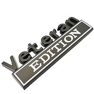 2PCS Veteran Edition Car Metal Emblem Special Decal 3D Letters Bumper Badge Truck Adhesive Conservative Stickers, Funny Decals Adhesive Fit for Vehicle, Truck, SUV, Door Decoration (Black/White)