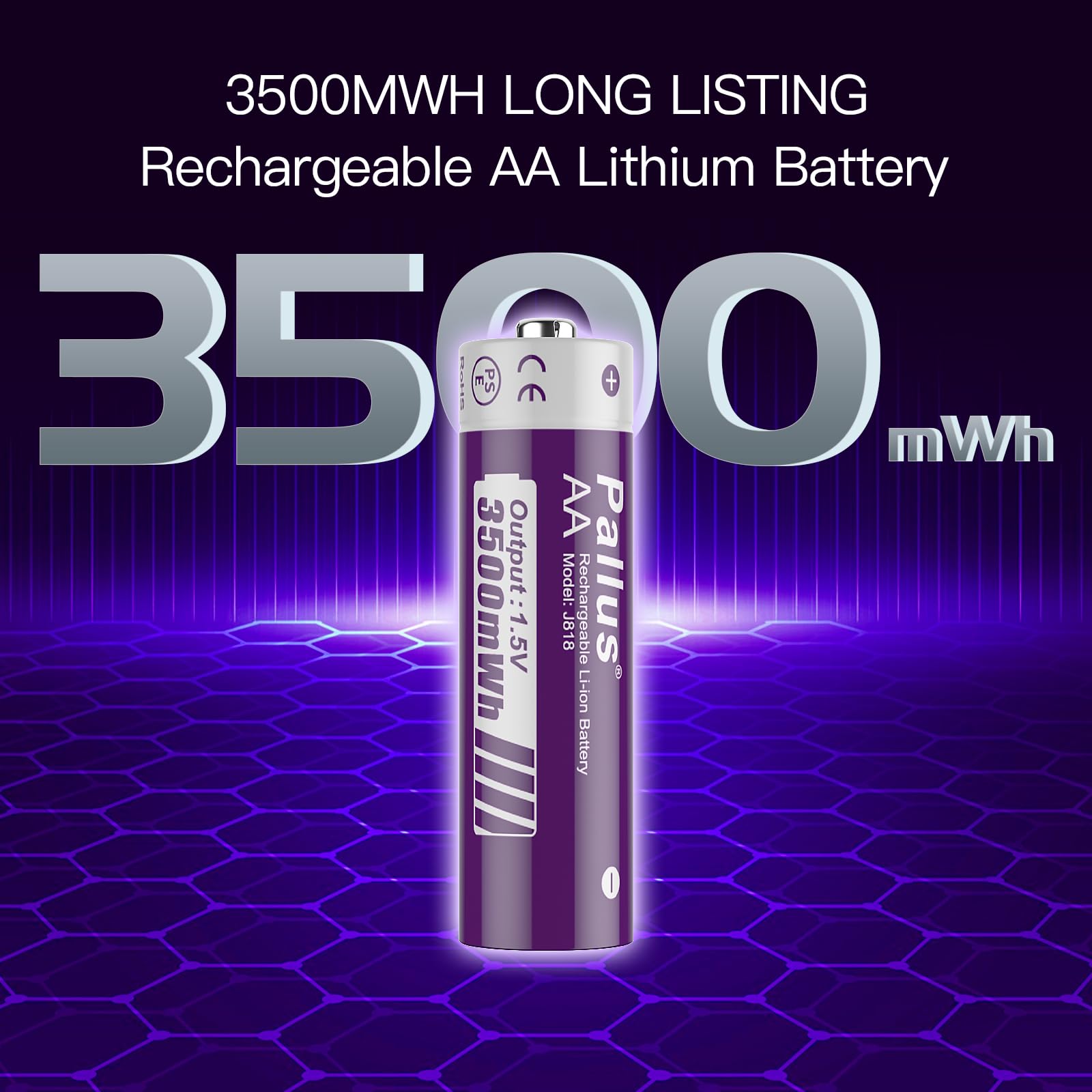Baterías de litio recargables AA, batería doble A de alta capacidad de 3500 mWh, con cargador de batería rápido 3H, 1500 ciclos de larga duración para radio, mouse inalámbrico, cámara (paquete de 12)
