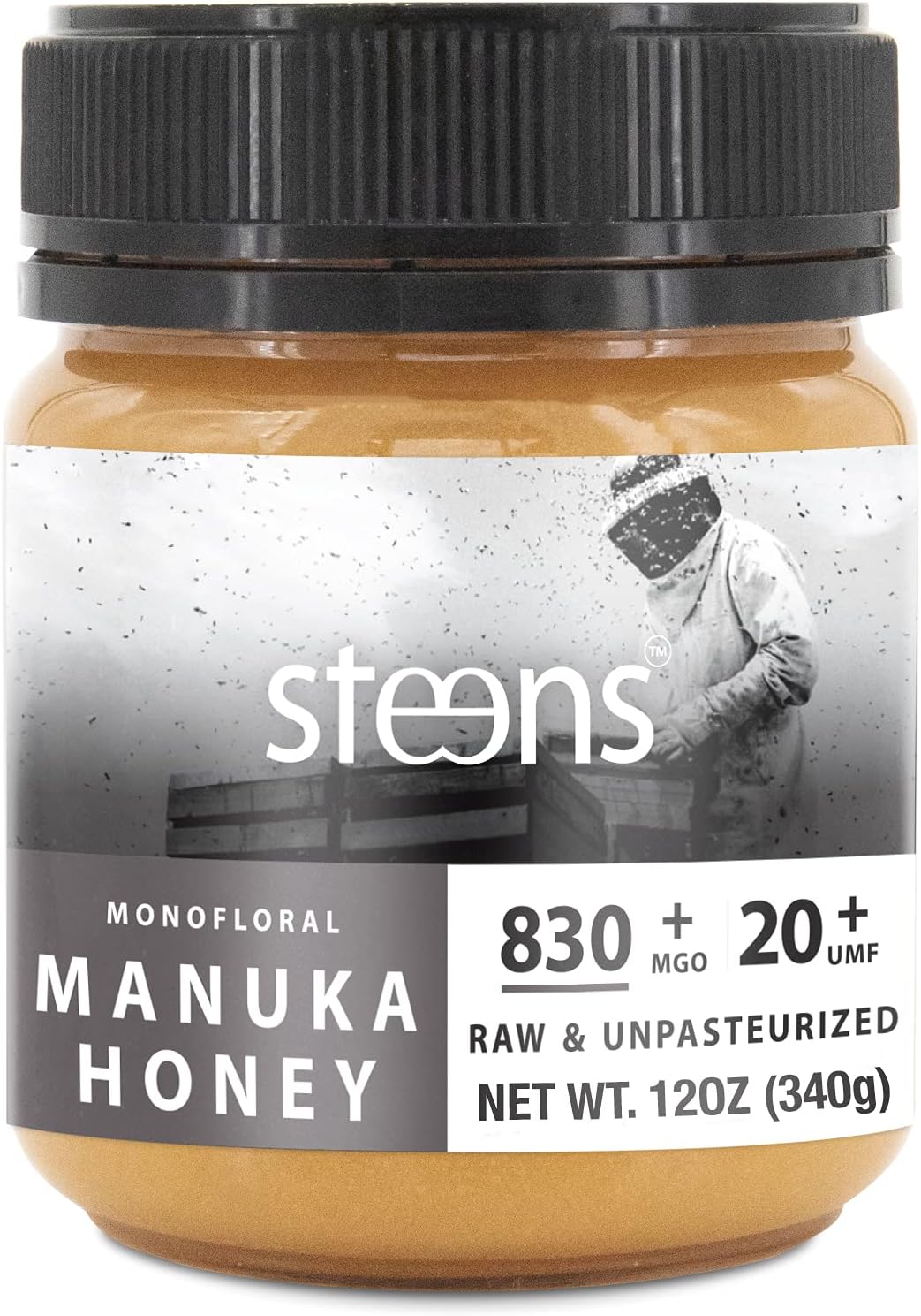 Steens Raw Manuka Honey | UMF 20+ / MGO 829+ | 12 oz | Certified & Cold Pressed New Zealand Honey | Whole Comb Processing | Monofloral