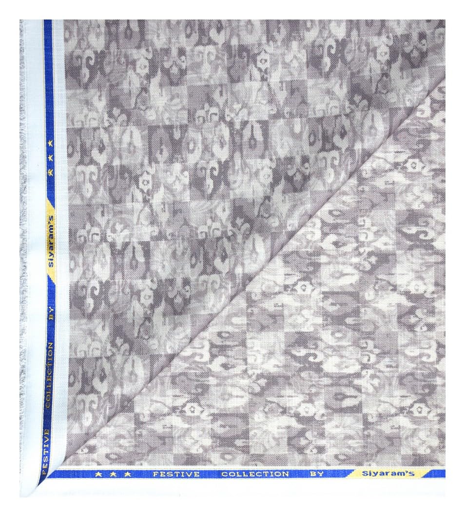 siyaram's festive collection printed pattern with hemp blended Grey (Umber) color unstitched men's Kurta/sherwani/top fabric of 2 meters / VV2306-picture-18