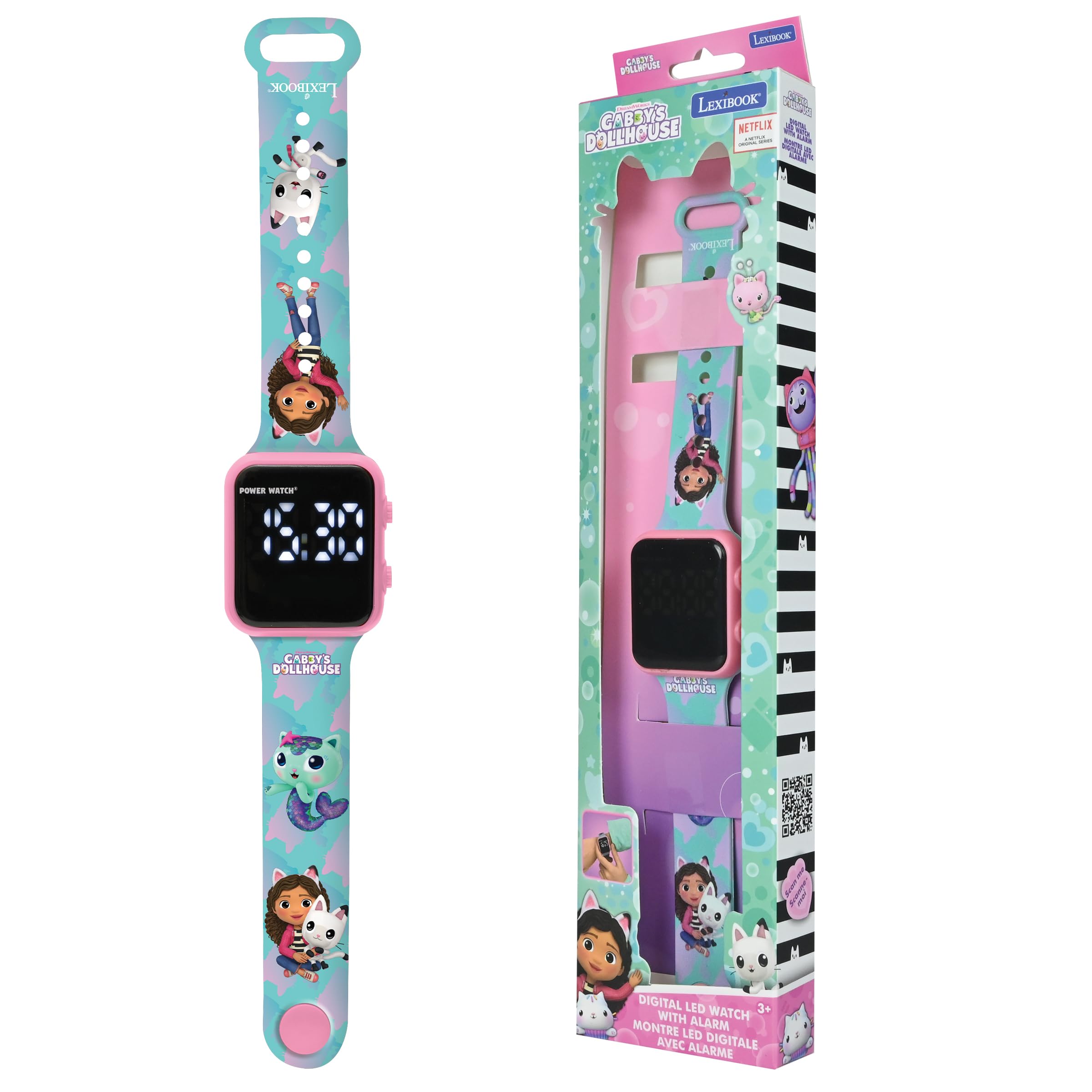 LEXIBOOK, Gabby's Dollhouse, Digital watch, 12-hour or 24-hour time display, DMW060GDHLXB