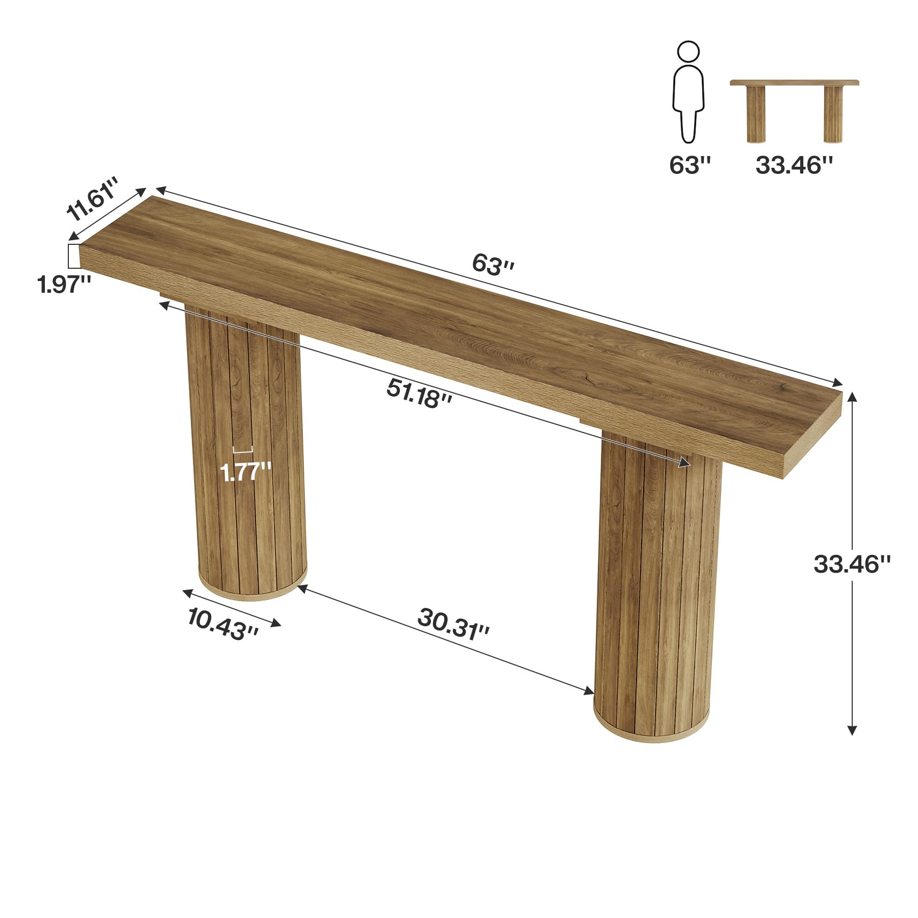 Tribesigns Mesa consola extra larga de 160 cm, mesa rectangular de madera detrás del sofá, mesa de entrada de madera para salón, pasillo, entrada
