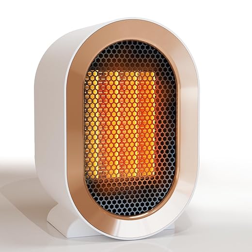 Indoor Electric Portable Space Heater, 1200W Personal Desk Heater, Fast Quiet Heating Ceramic for Large Room,Bedroom and Office Use (White)