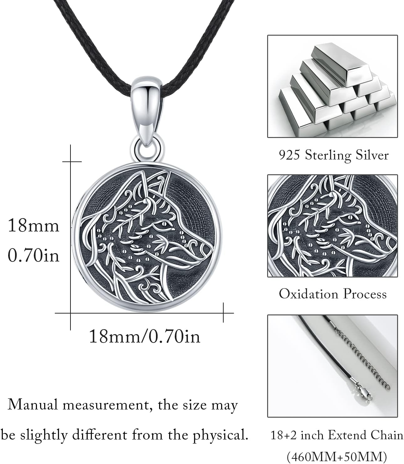 MEDWISE Wolf Locket Necklace in Sterling Silver - Personalized Photo Wolf Jewelry for Women and Men - Image 5