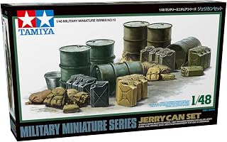 Tamiya 300032510-1:48 WWII Diorama-Set Fässer und Kanister, Nicht Bemalt