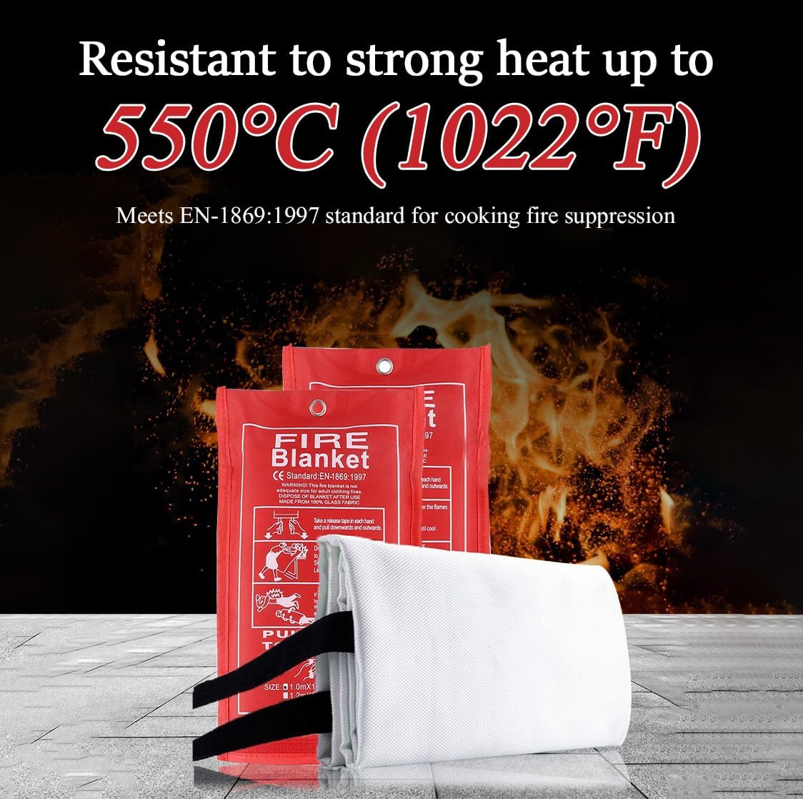 Fire Blanket,Fiberglass fire Blanket,fire Blankets Emergency for Home Fire Blanket forHome Kitchen Car Office Outdoor Camping BBQ School Fireplace (2, Adult)