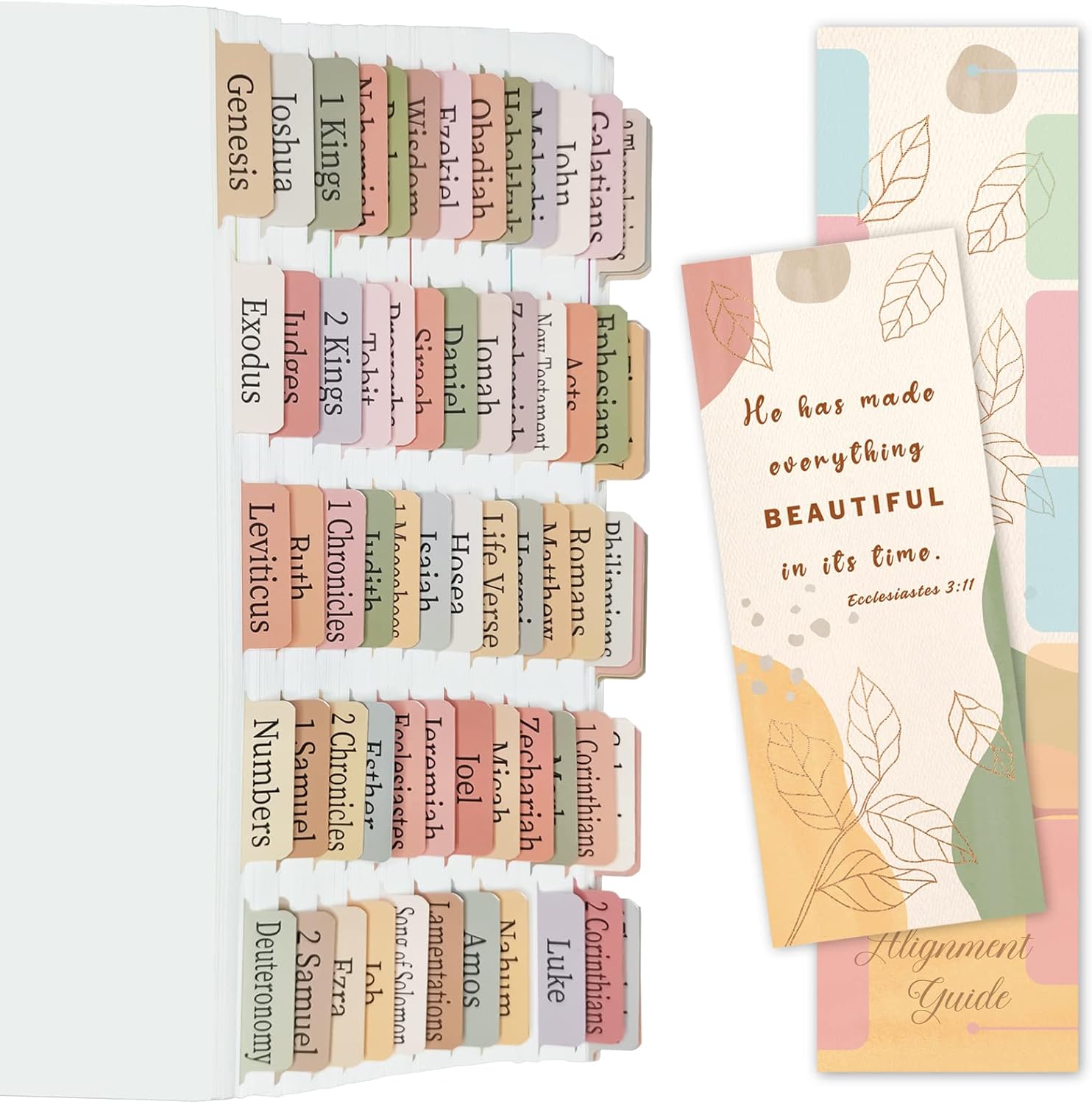 Earth Tone Bible Tabs for Old and New Testament, Catholic Bible Tabs, 100 Pcs Study Bible Index Tabs, Laminated & Tear-Resistant for Women/Men/Boys/Girls, Bible Journaling Supplies, Christian Gift