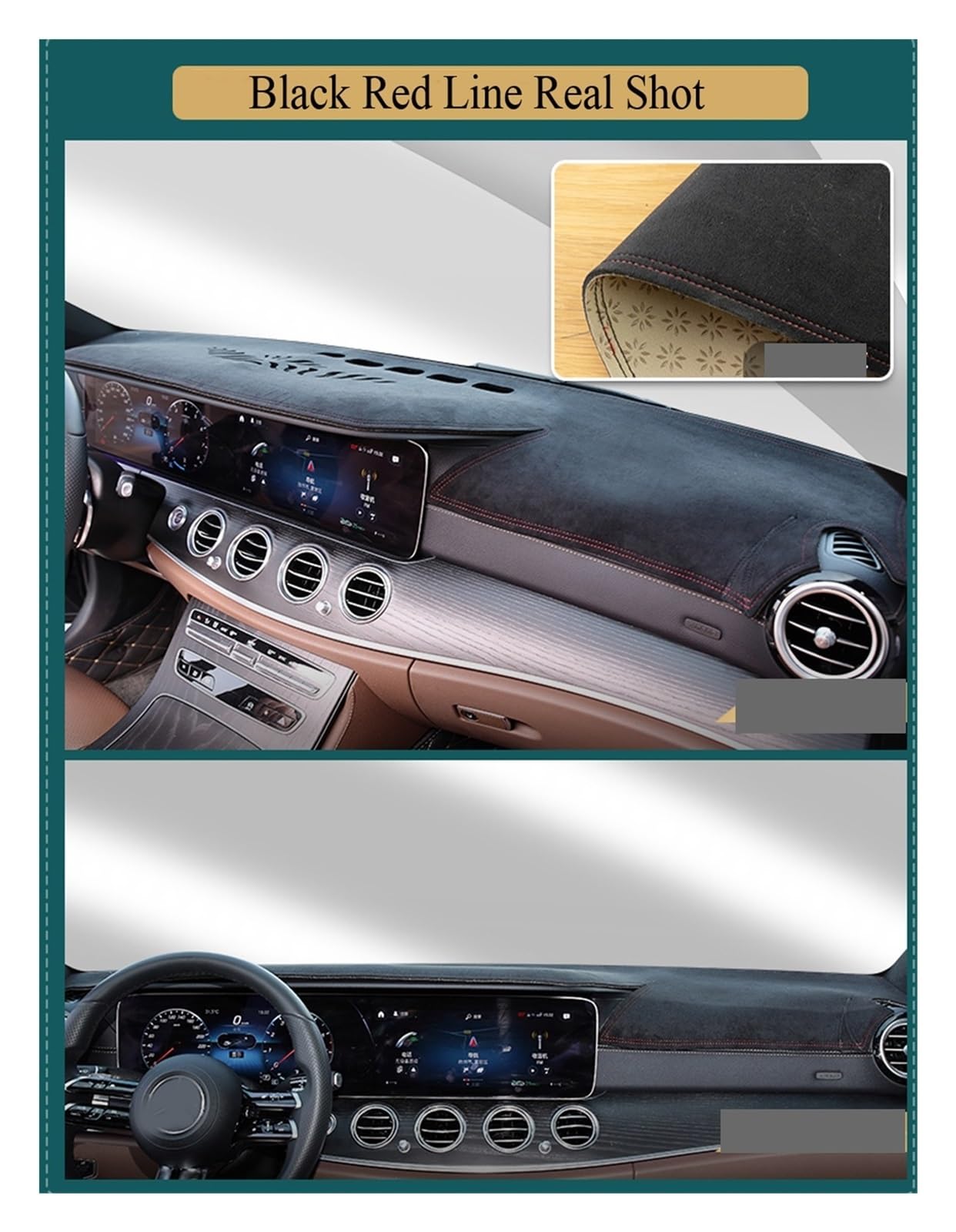 Antirutschmatten Für Nissan Für Serena C26 2011 2012 2013 2014 2015 Wildleder Leder Dashmat Dash Matte Abdeckung Dashboard Pad Sonnenschirm Teppich Auto Zubehör Dashboard rutschfeste Mat(Black Red LHD