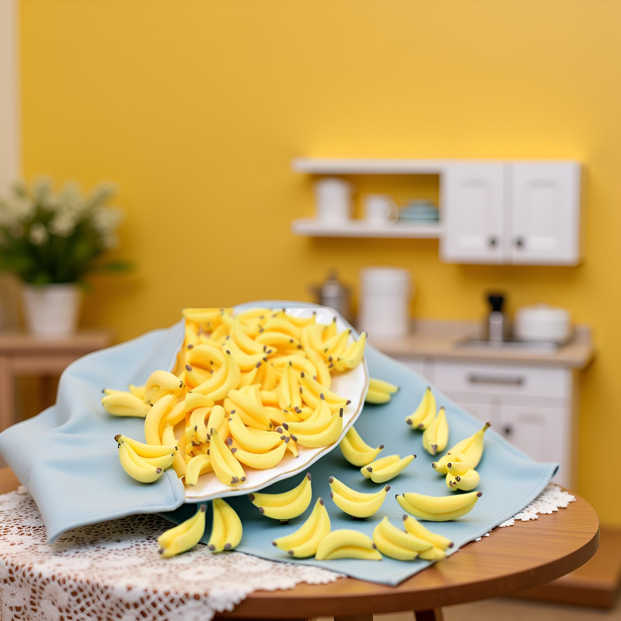 35Pcs Yellow Mini Plastic Artificial Bananas,Cute 1/12 Scale Banana Models,Lifelike Fruit Banana,Mini Fake Fruit for Mini House Kitchen Fairy Garden Decor,Dollhouse Decor Accessories - Image 3
