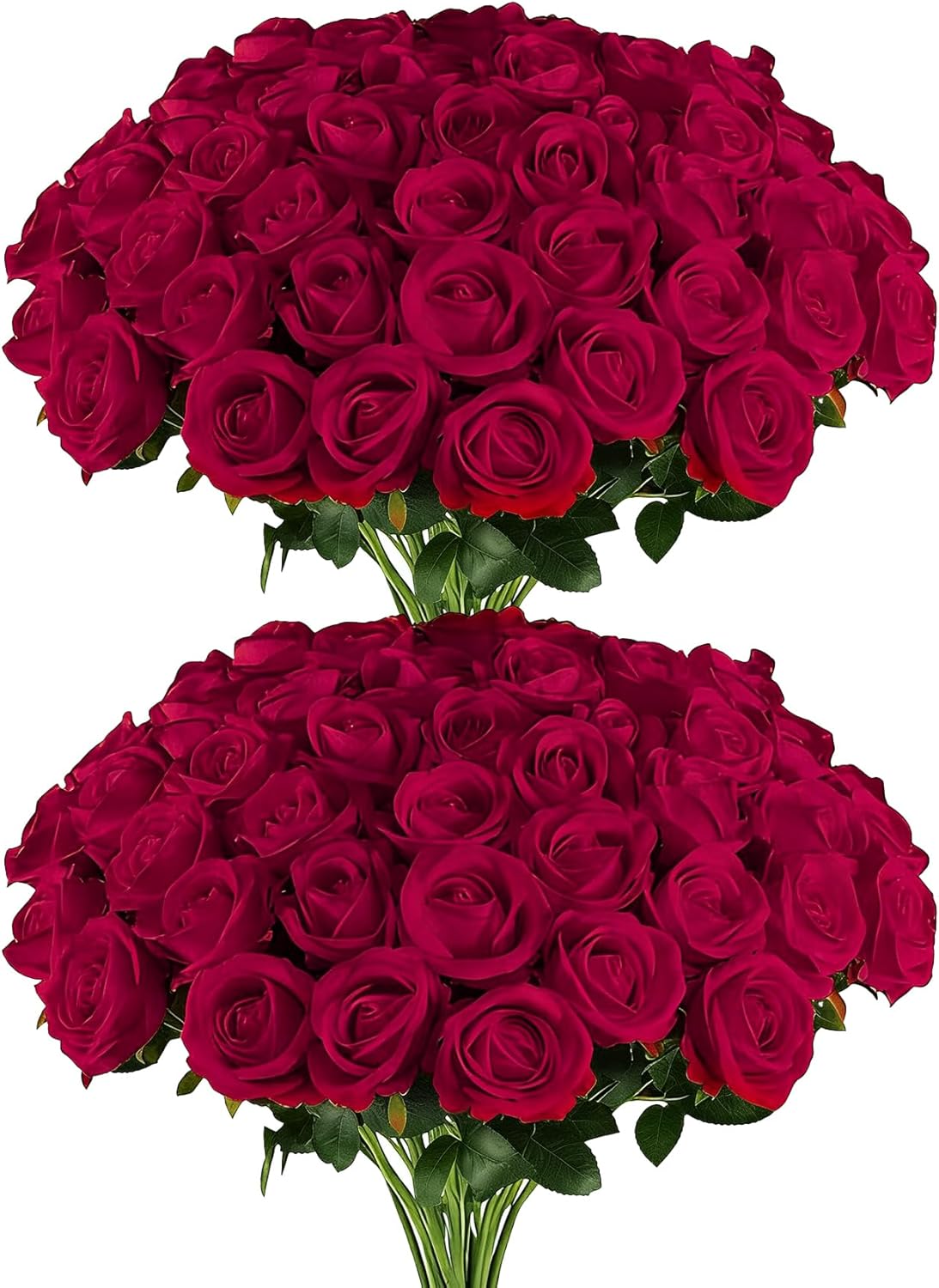 60 Pcs Wine red Roses Artificial Flowers,Artificial Roses in Bulk,DIY Wedding Bouquets,Wedding Ornaments,Valentine's Day Party Decorations，A Rose symbolizes Love (Wine red, 60 pcs)